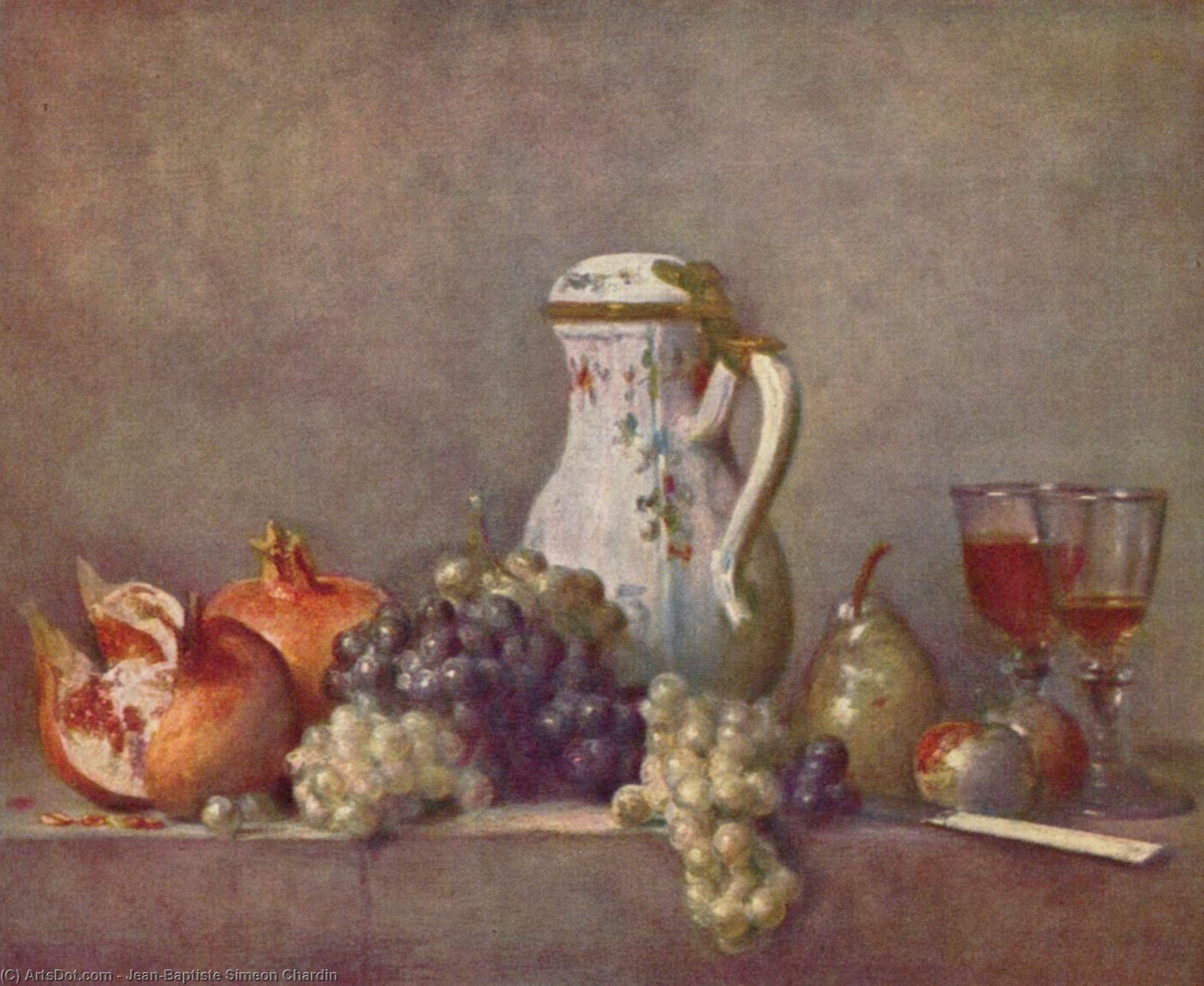 Wikioo.org - The Encyclopedia of Fine Arts - Painting, Artwork by Jean-Baptiste Simeon Chardin - Still life with porcelain teapot