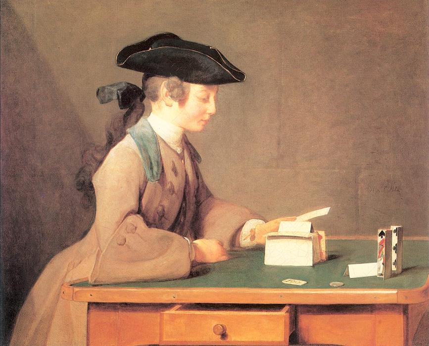 Wikoo.org - موسوعة الفنون الجميلة - اللوحة، العمل الفني Jean-Baptiste Simeon Chardin - The House of Cards