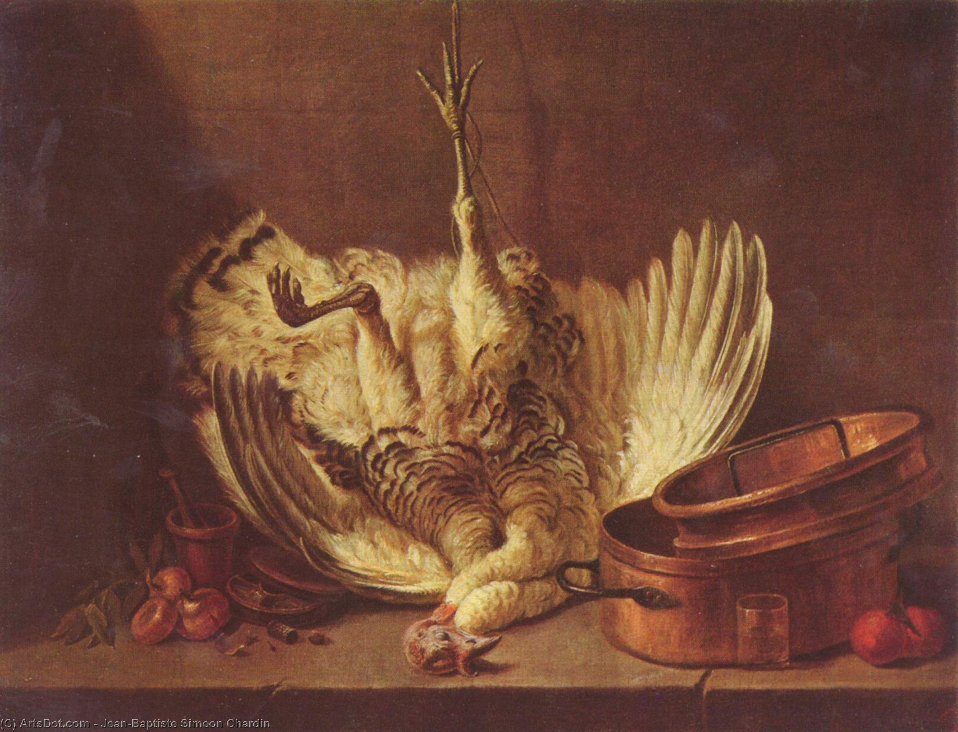WikiOO.org - دایره المعارف هنرهای زیبا - نقاشی، آثار هنری Jean-Baptiste Simeon Chardin - Still life with turkey hanged