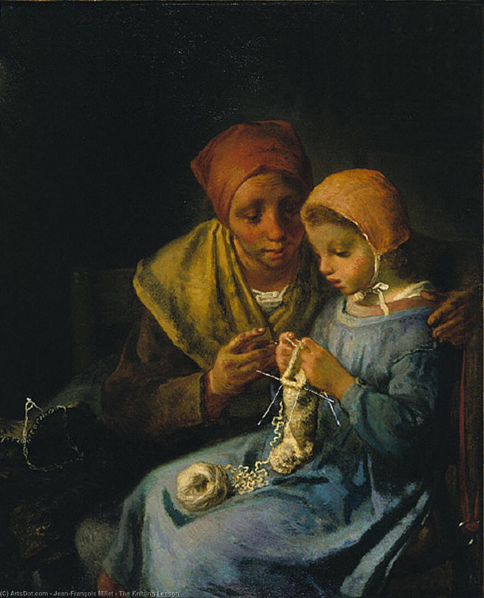 Wikioo.org - The Encyclopedia of Fine Arts - Painting, Artwork by Jean-François Millet - The Knitting Lesson