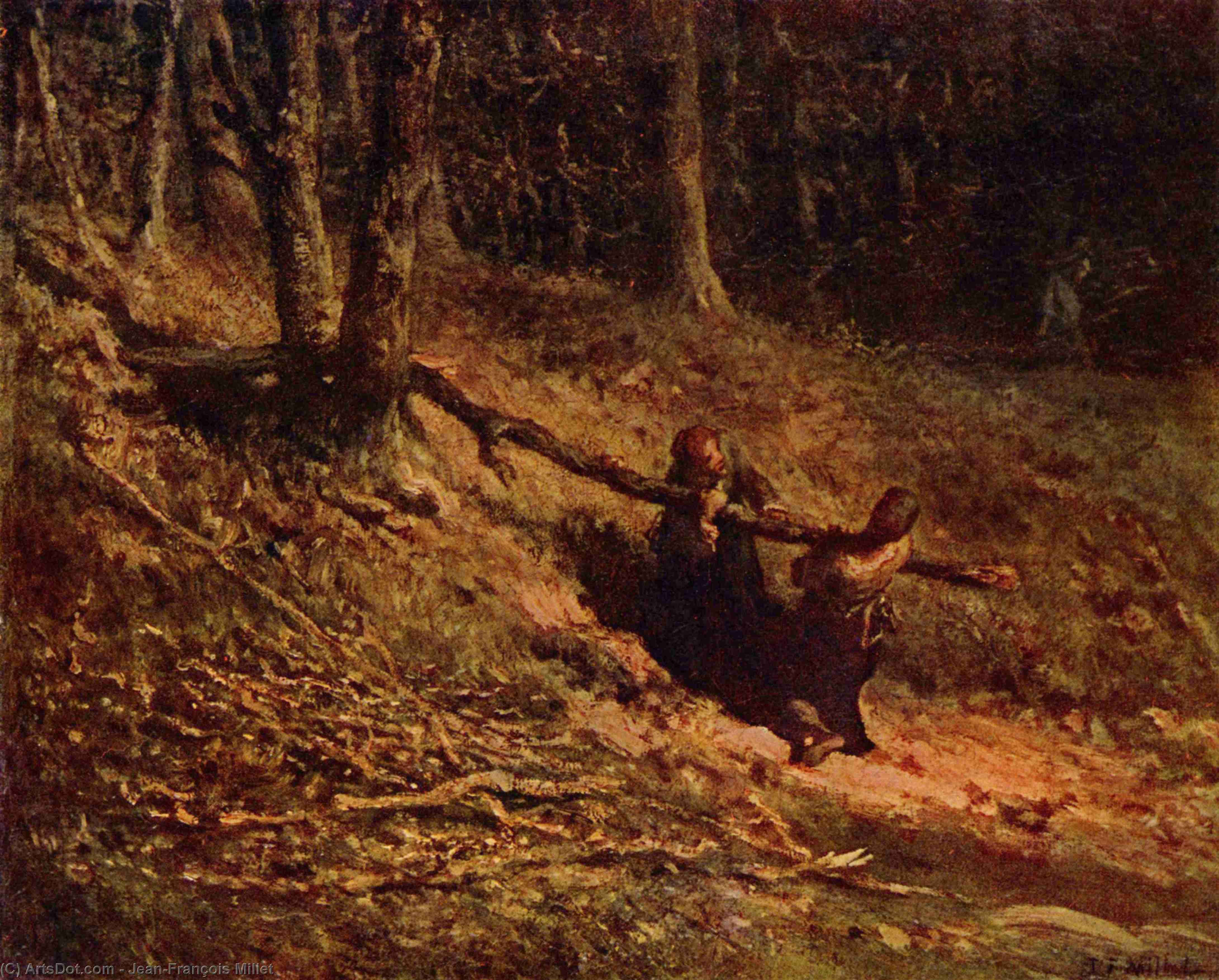 WikiOO.org - אנציקלופדיה לאמנויות יפות - ציור, יצירות אמנות Jean-François Millet - Brushwood collectors