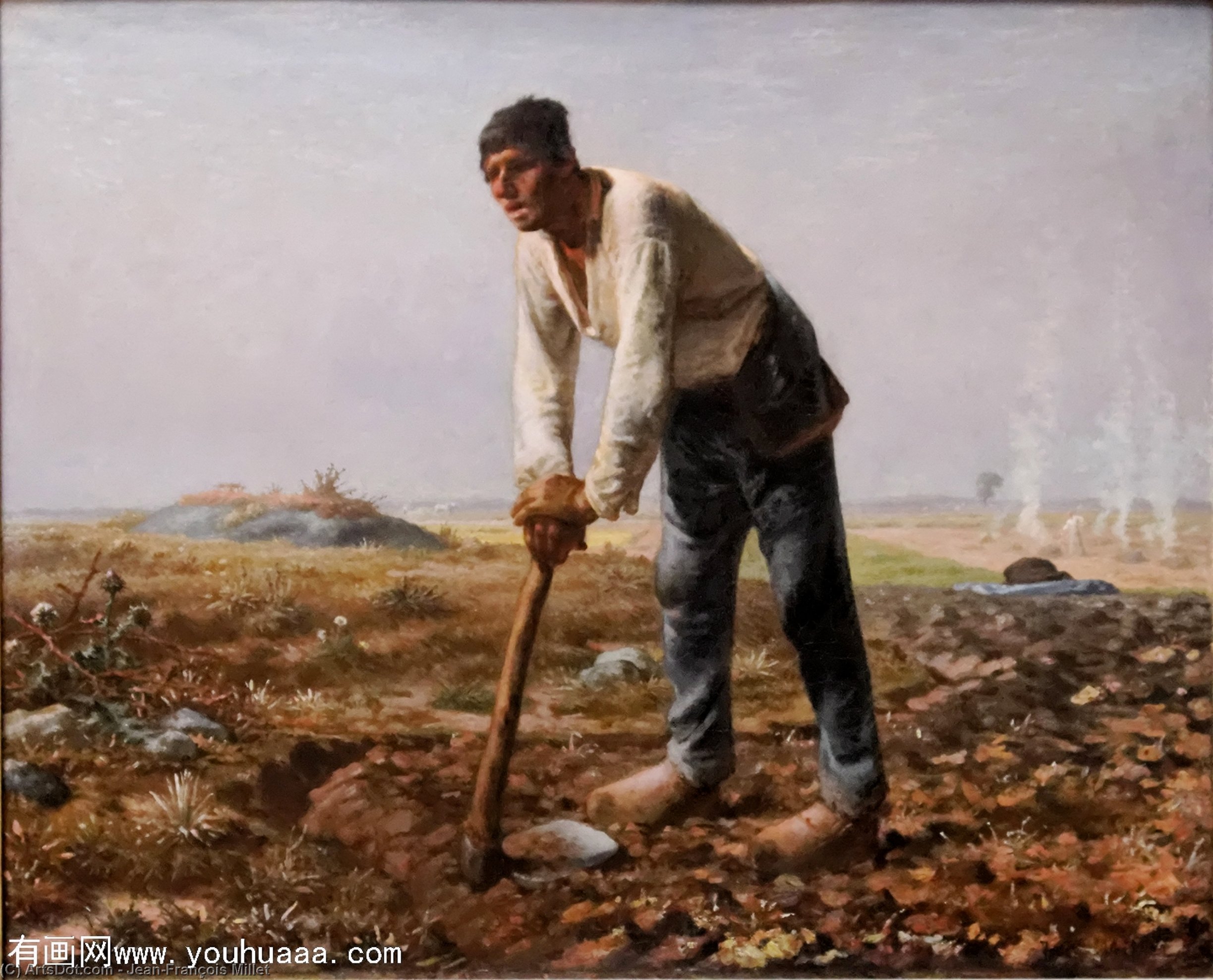 WikiOO.org - Enciklopedija likovnih umjetnosti - Slikarstvo, umjetnička djela Jean-François Millet - The Man with the Hoe