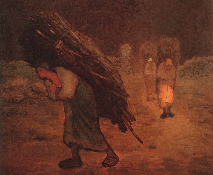 Wikioo.org - The Encyclopedia of Fine Arts - Painting, Artwork by Jean-François Millet - Winter: The Faggot Gatherers