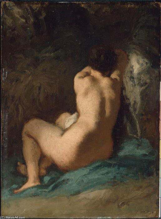 Wikoo.org - موسوعة الفنون الجميلة - اللوحة، العمل الفني Jean-François Millet - Seated Nude