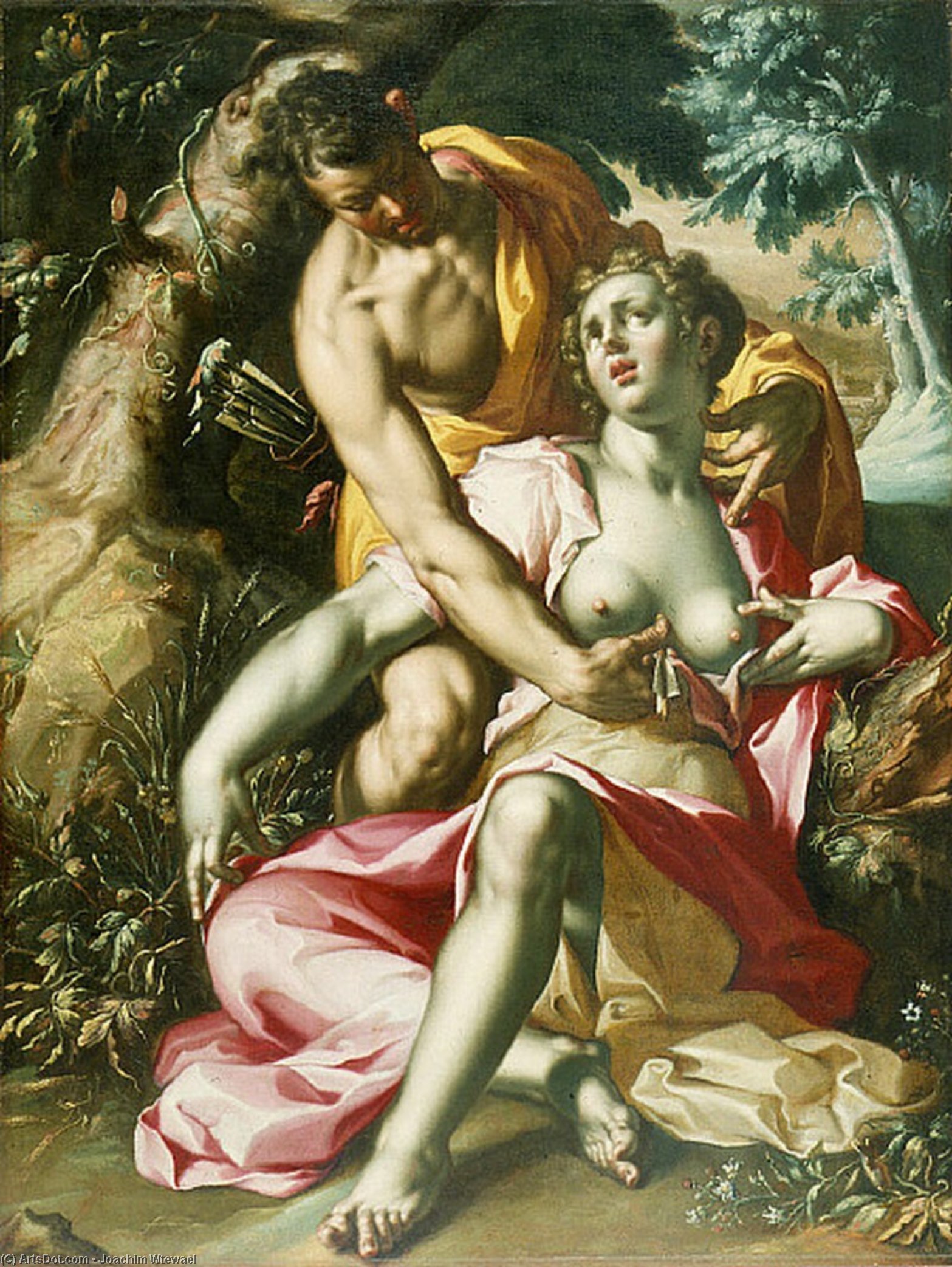 Wikioo.org - The Encyclopedia of Fine Arts - Painting, Artwork by Joachim Antonisz Wtewael - Cephalus and Procris (The Death of Procris)