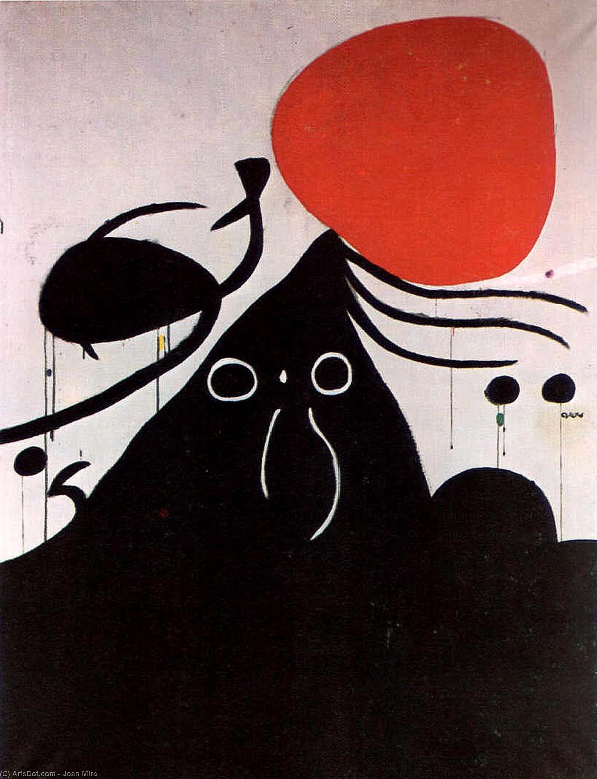 Wikioo.org - Encyklopedia Sztuk Pięknych - Malarstwo, Grafika Joan Miro - Woman in front of the sun I