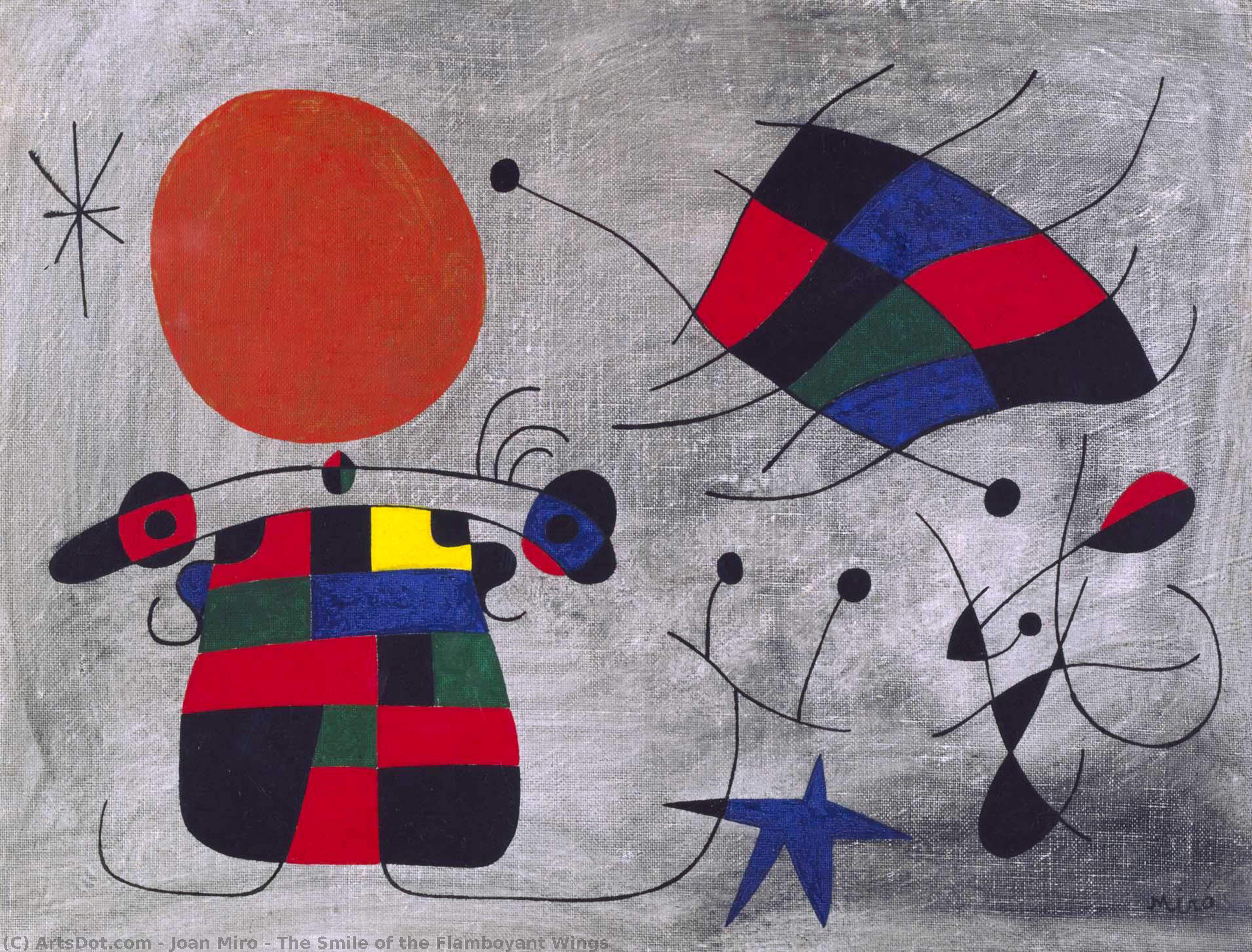 Wikioo.org - The Encyclopedia of Fine Arts - Painting, Artwork by Joan Miro - The Smile of the Flamboyant Wings