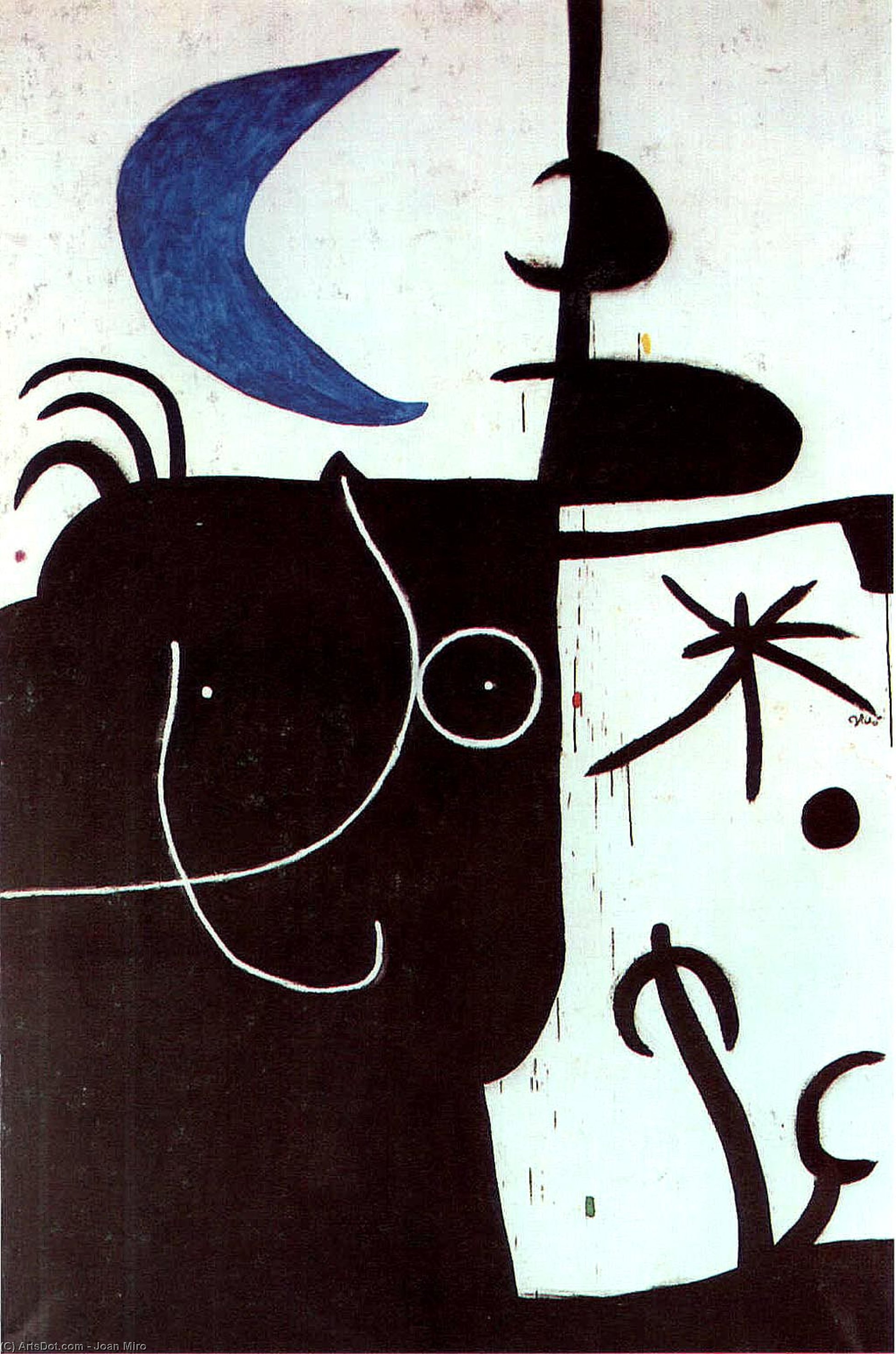 Wikioo.org - The Encyclopedia of Fine Arts - Painting, Artwork by Joan Miro - Woman before the luna