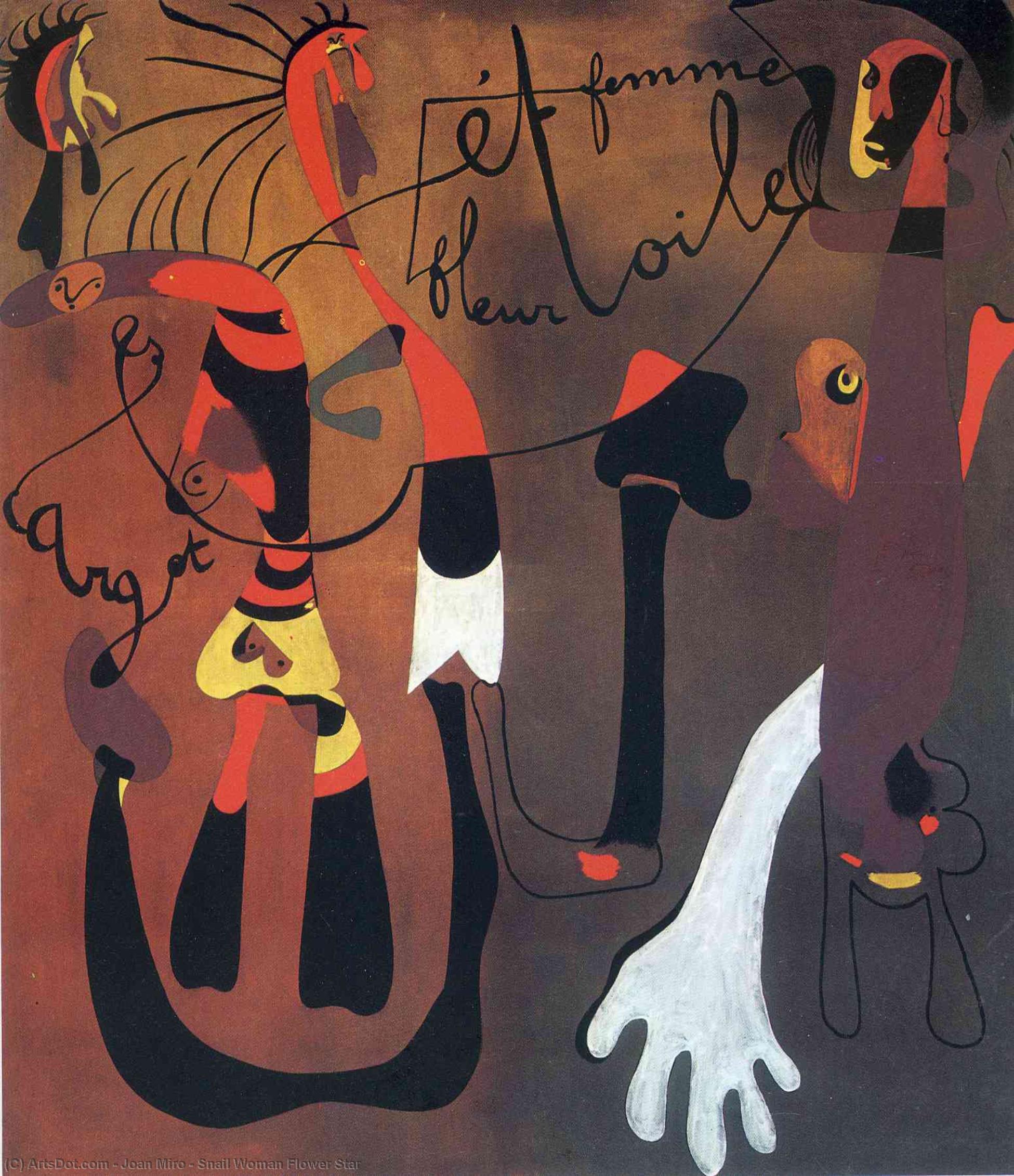 WikiOO.org – 美術百科全書 - 繪畫，作品 Joan Miro - 蜗牛 女人   花  星