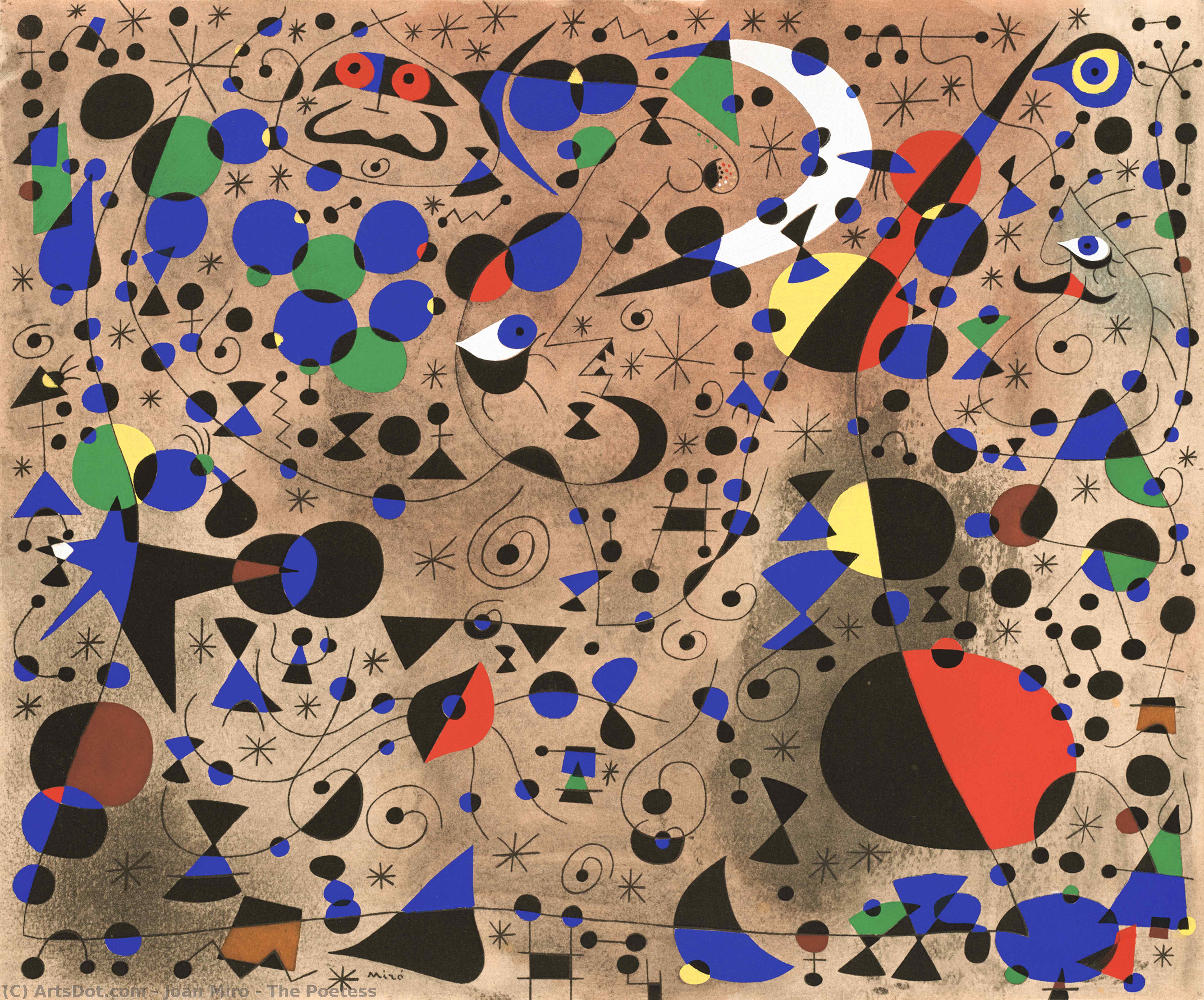 WikiOO.org - Encyclopedia of Fine Arts - Maľba, Artwork Joan Miro - The Poetess