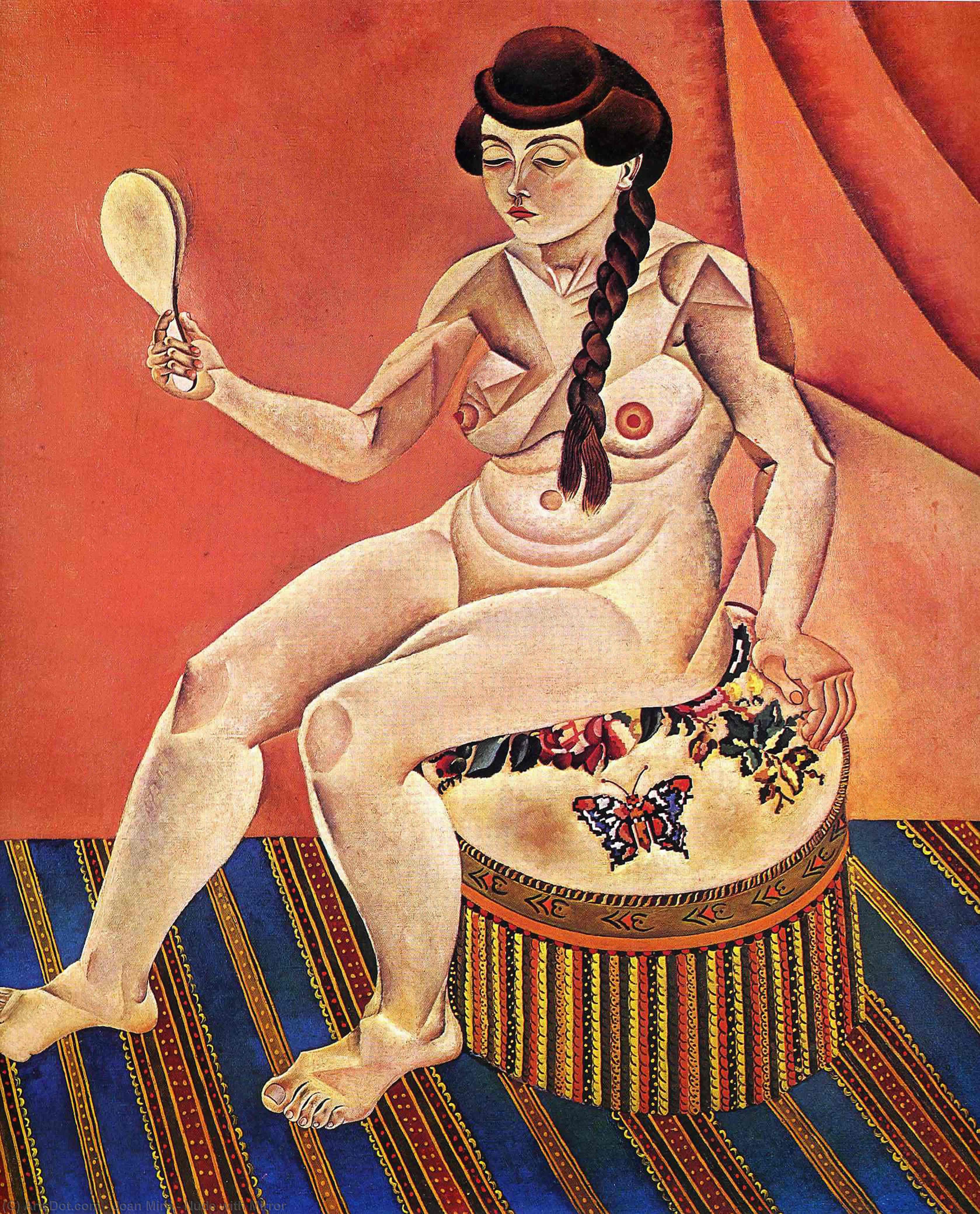 Wikoo.org - موسوعة الفنون الجميلة - اللوحة، العمل الفني Joan Miro - Nude with Mirror