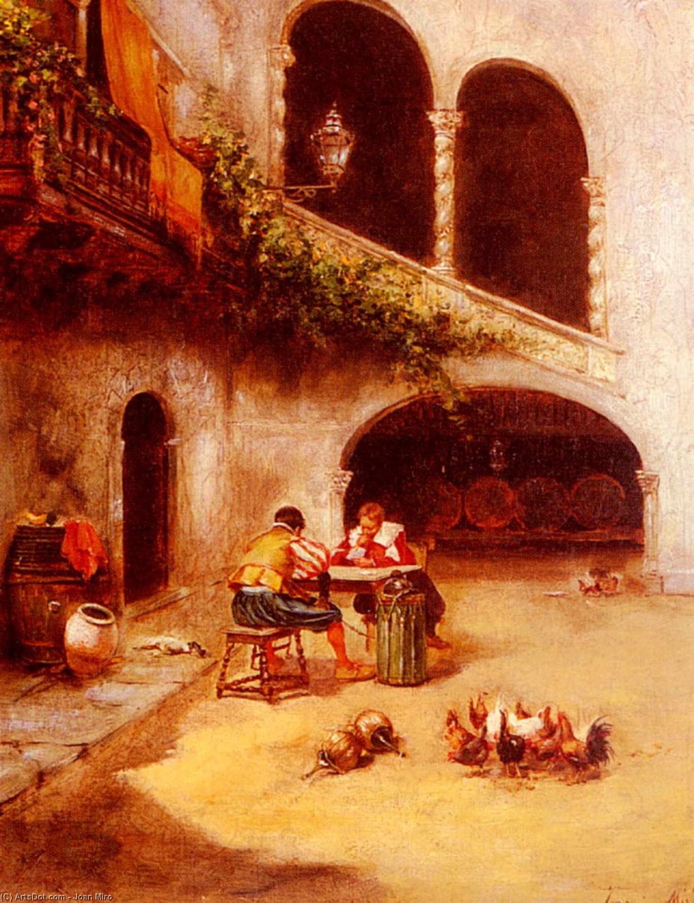 WikiOO.org - Enciclopédia das Belas Artes - Pintura, Arte por Joan Miro - A Courtyard Scene