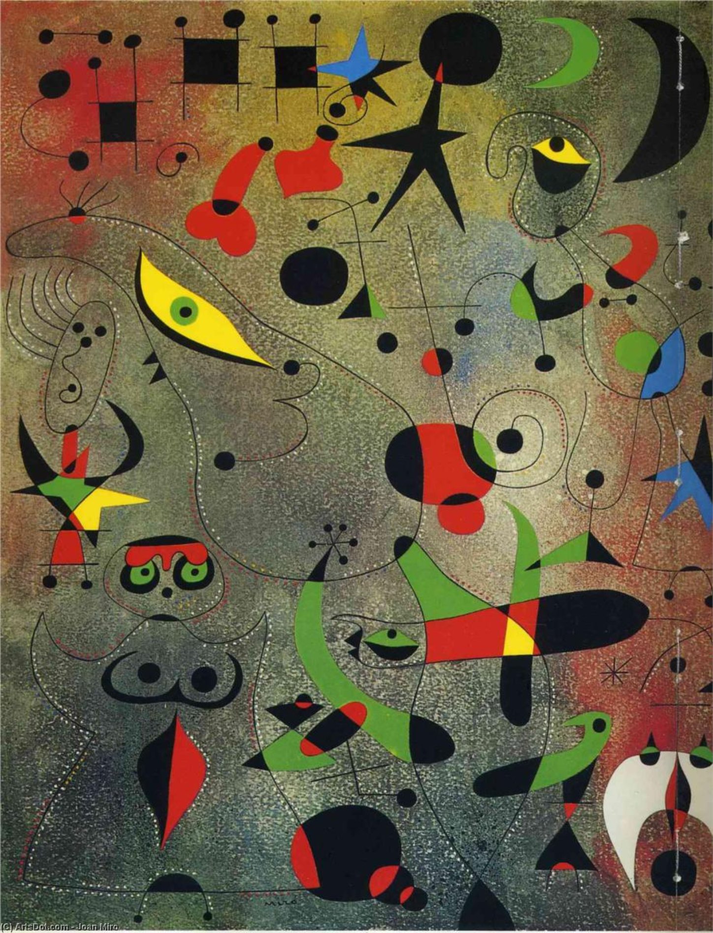 Wikioo.org – L'Enciclopedia delle Belle Arti - Pittura, Opere di Joan Miro - Costellazione risveglio  in tempo  lalba