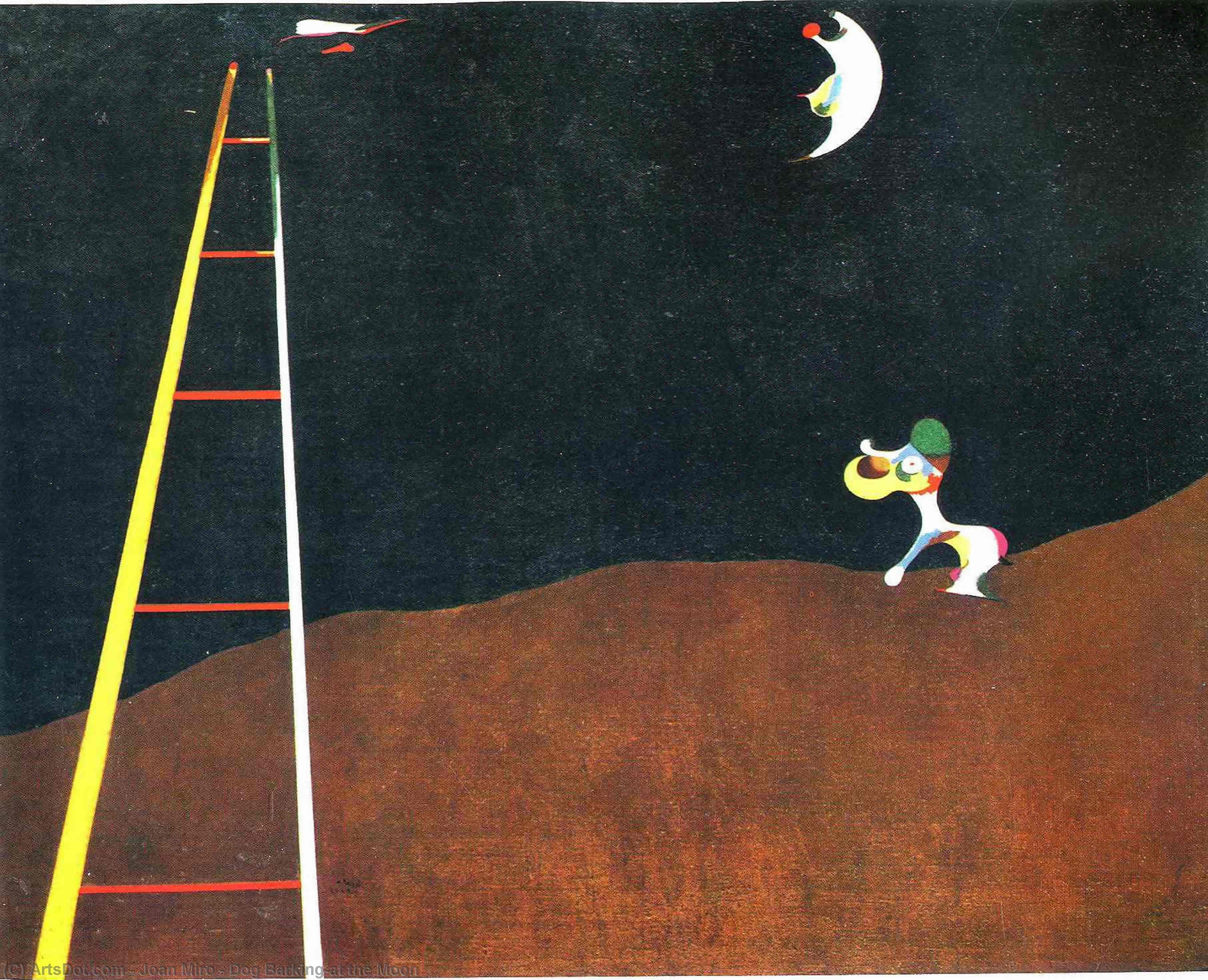 WikiOO.org - Εγκυκλοπαίδεια Καλών Τεχνών - Ζωγραφική, έργα τέχνης Joan Miro - Dog Barking-at the Moon