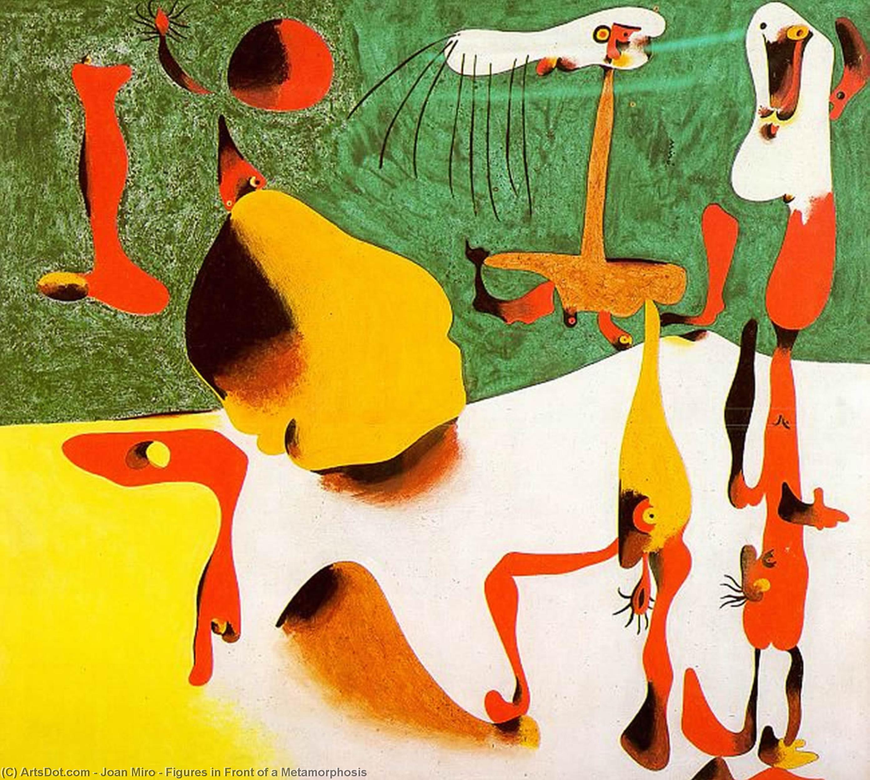 Wikioo.org - The Encyclopedia of Fine Arts - Painting, Artwork by Joan Miro - Figures in Front of a Metamorphosis