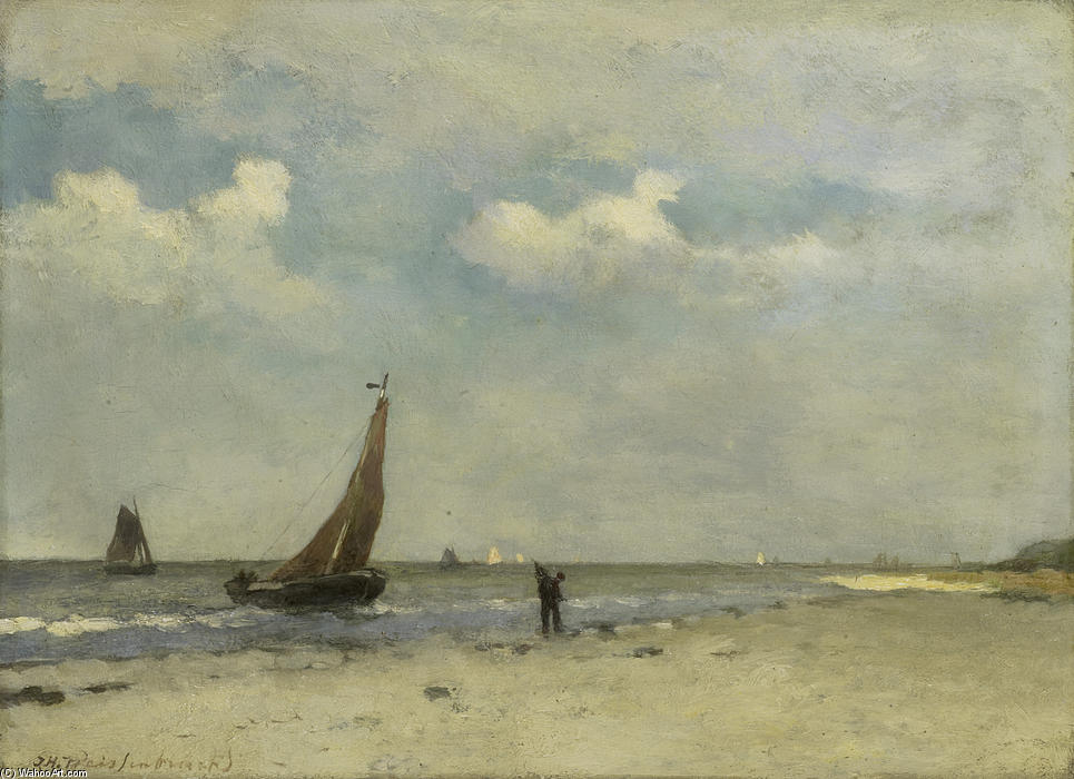 Wikioo.org - The Encyclopedia of Fine Arts - Painting, Artwork by Johan Hendrik Weissenbruch - View of Seaside