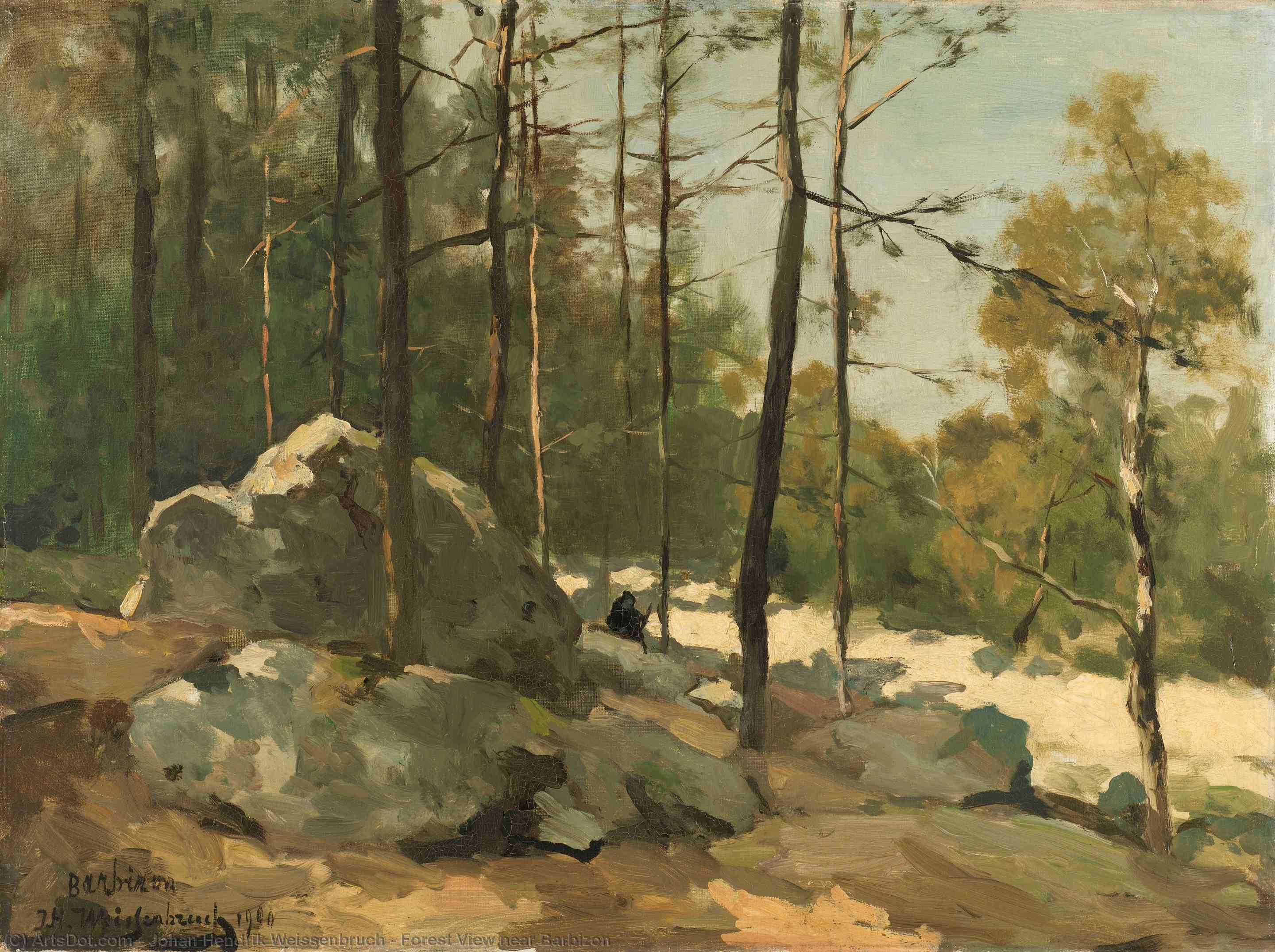 Wikioo.org – La Enciclopedia de las Bellas Artes - Pintura, Obras de arte de Johan Hendrik Weissenbruch - bosque vista cerca Barbizon