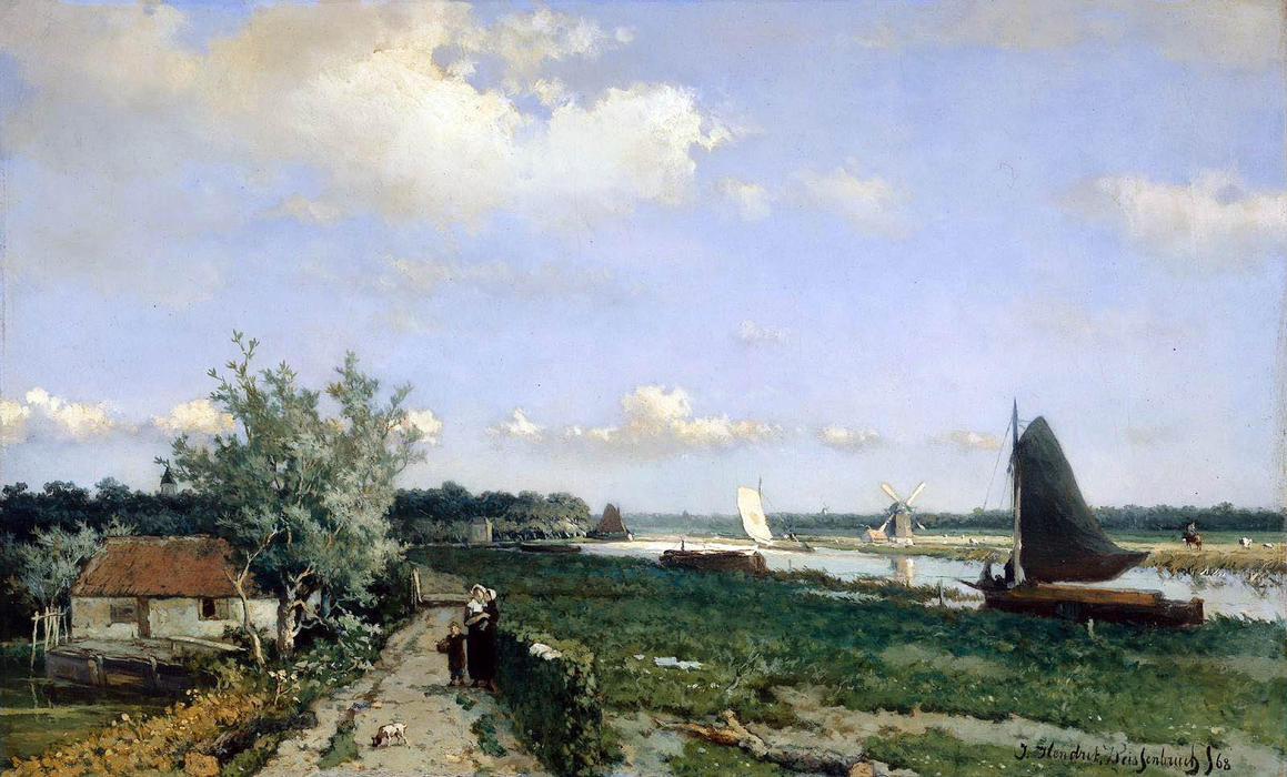 Wikioo.org - The Encyclopedia of Fine Arts - Painting, Artwork by Johan Hendrik Weissenbruch - Canal at Rijswijk