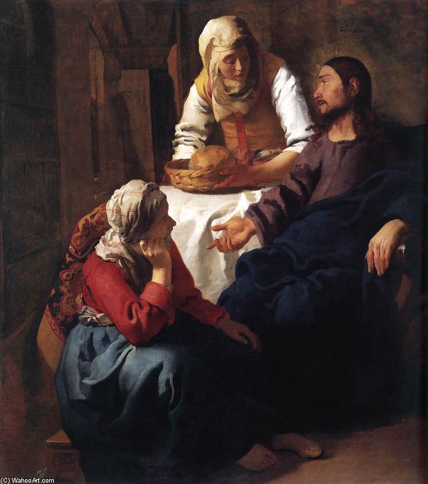 WikiOO.org - Энциклопедия изобразительного искусства - Живопись, Картины  Jan Vermeer - Христос тот  вмещать  самого  Марта  Причем  мария