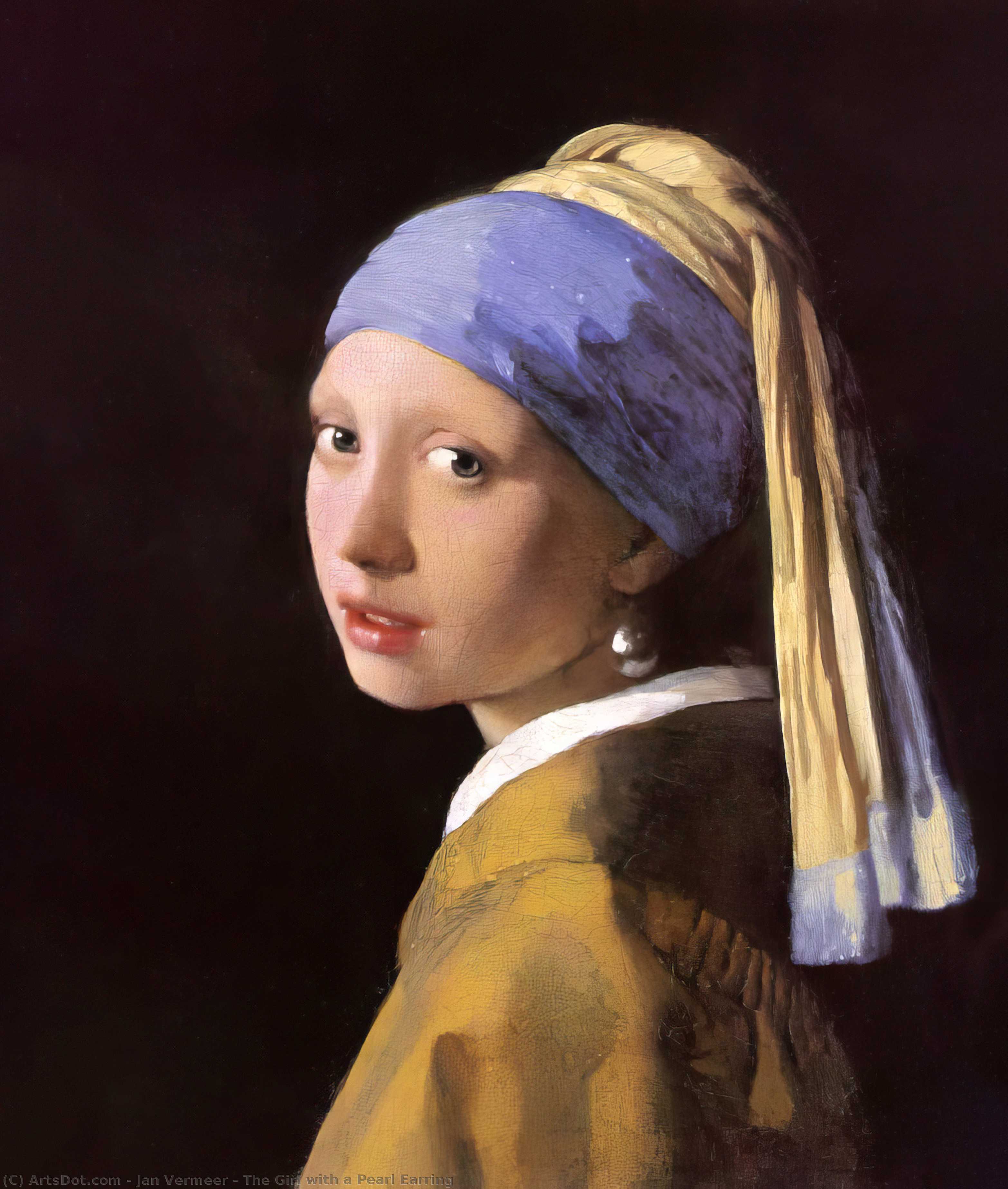 WikiOO.org – 美術百科全書 - 繪畫，作品 Jan Vermeer - 戴珍珠耳环的少女
