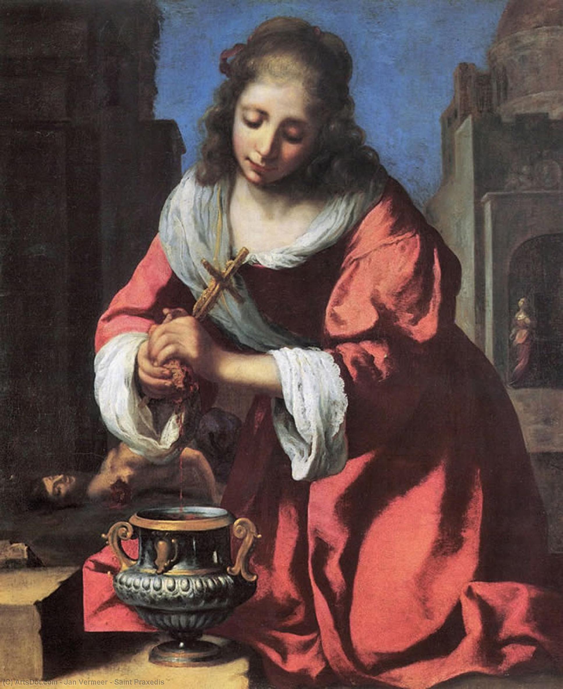 Wikioo.org – La Enciclopedia de las Bellas Artes - Pintura, Obras de arte de Jan Vermeer - Santa Praxedis