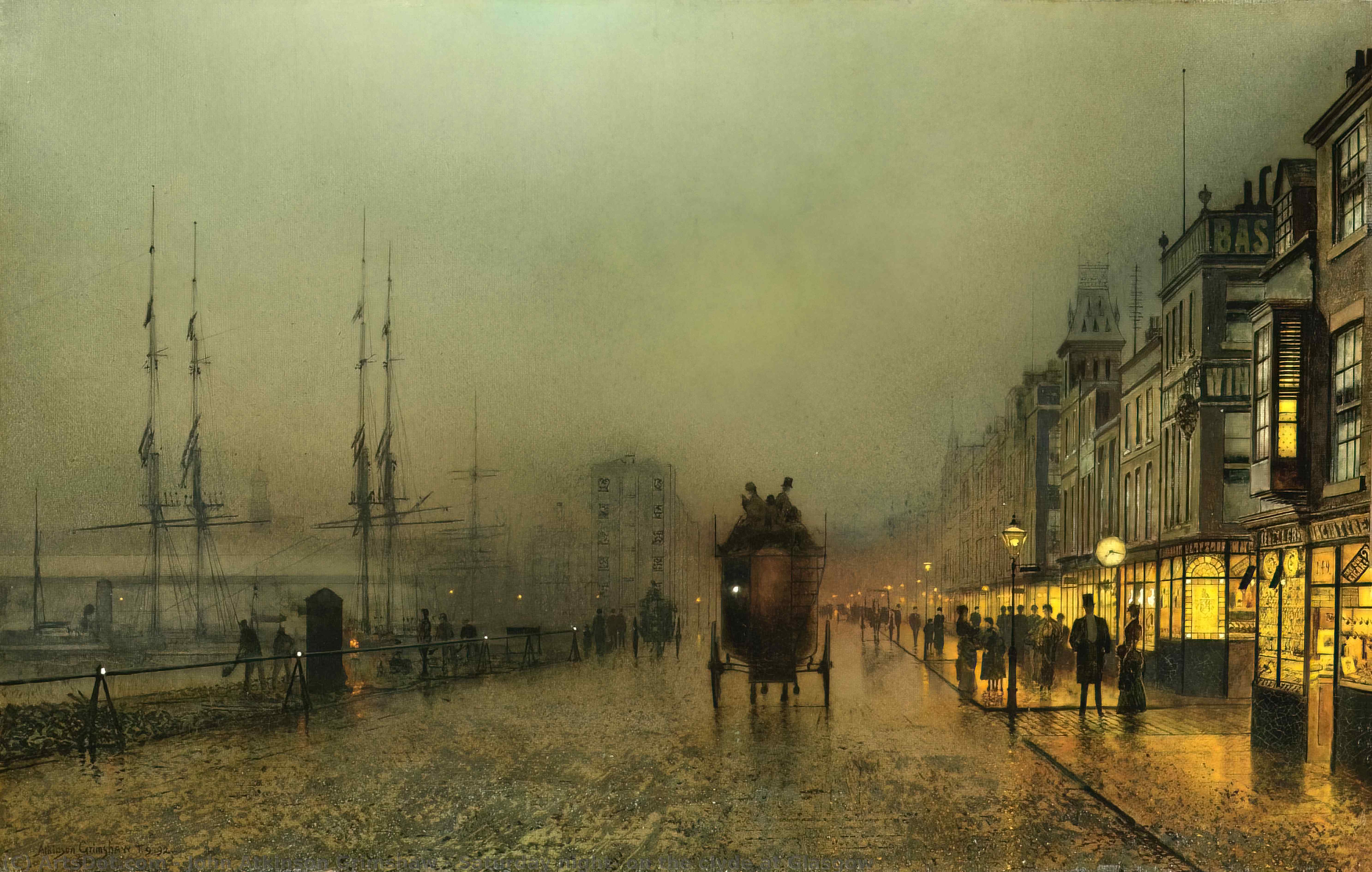 Wikioo.org - The Encyclopedia of Fine Arts - Painting, Artwork by John Atkinson Grimshaw - Saturday night, on the clyde at Glasgow