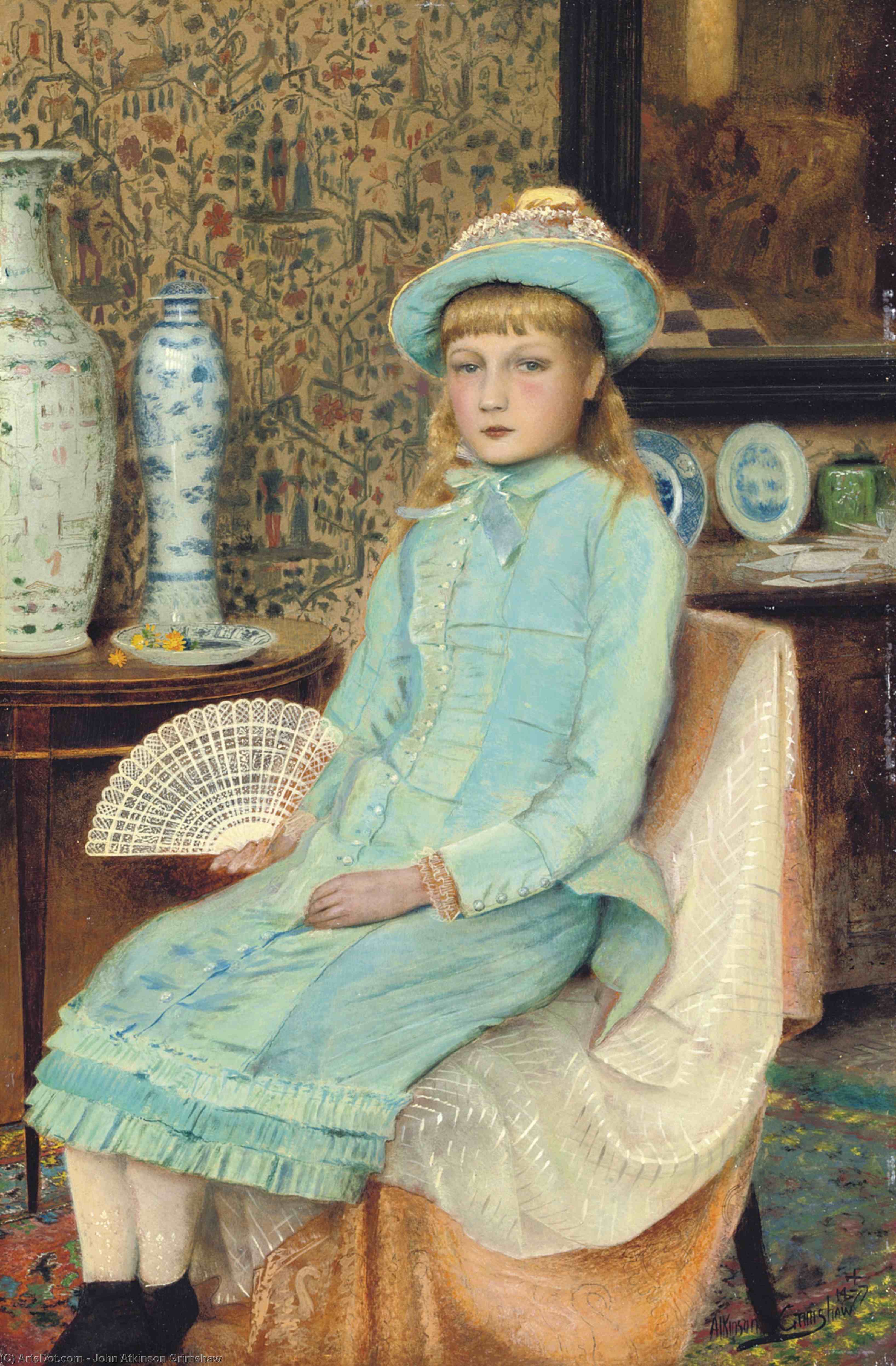 WikiOO.org - Encyclopedia of Fine Arts - Maleri, Artwork John Atkinson Grimshaw - Blue Belle
