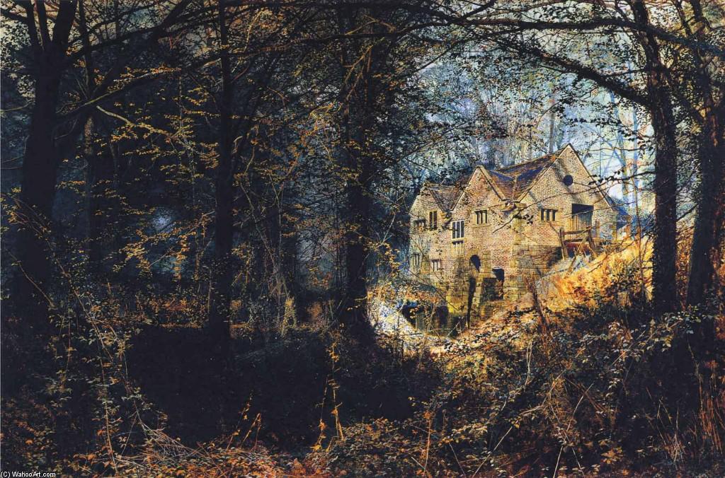 Wikoo.org - موسوعة الفنون الجميلة - اللوحة، العمل الفني John Atkinson Grimshaw - Autumn Glory: The Old Mill