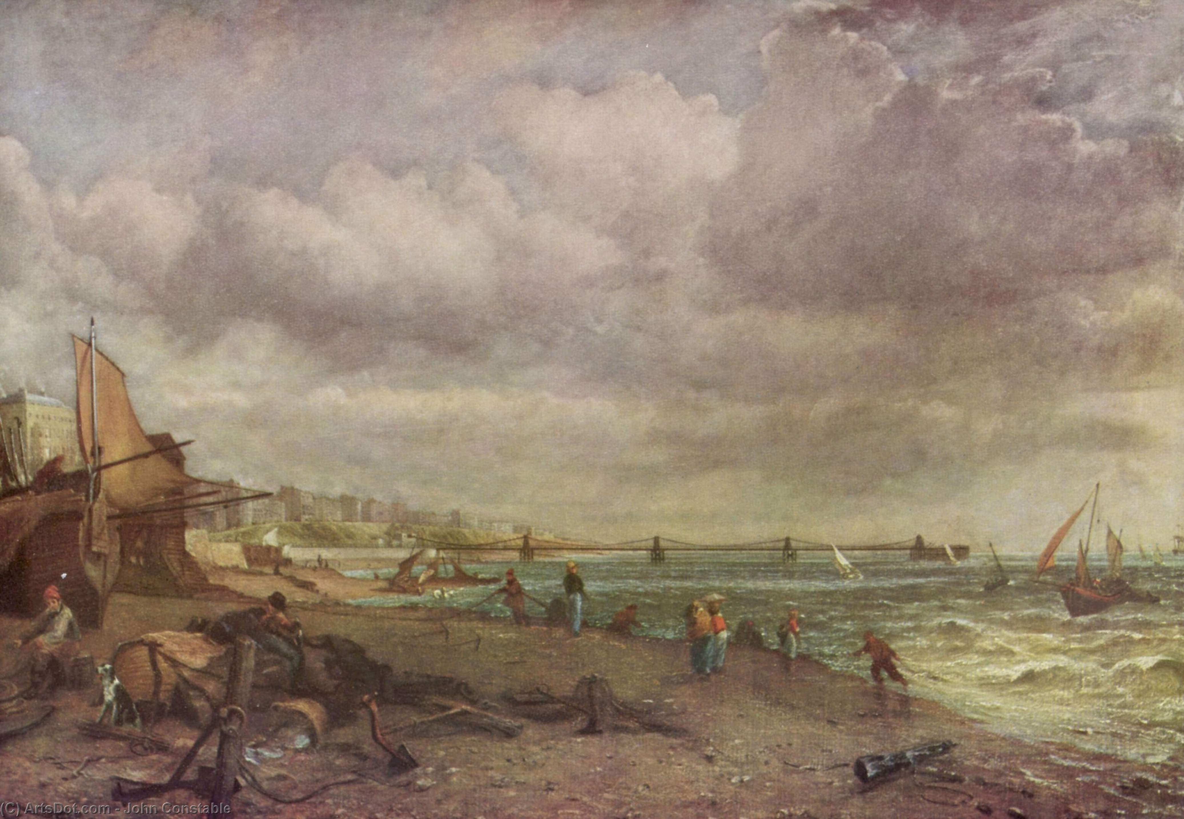 Wikioo.org - The Encyclopedia of Fine Arts - Painting, Artwork by John Constable - Marine Parade and Old Chain Pier