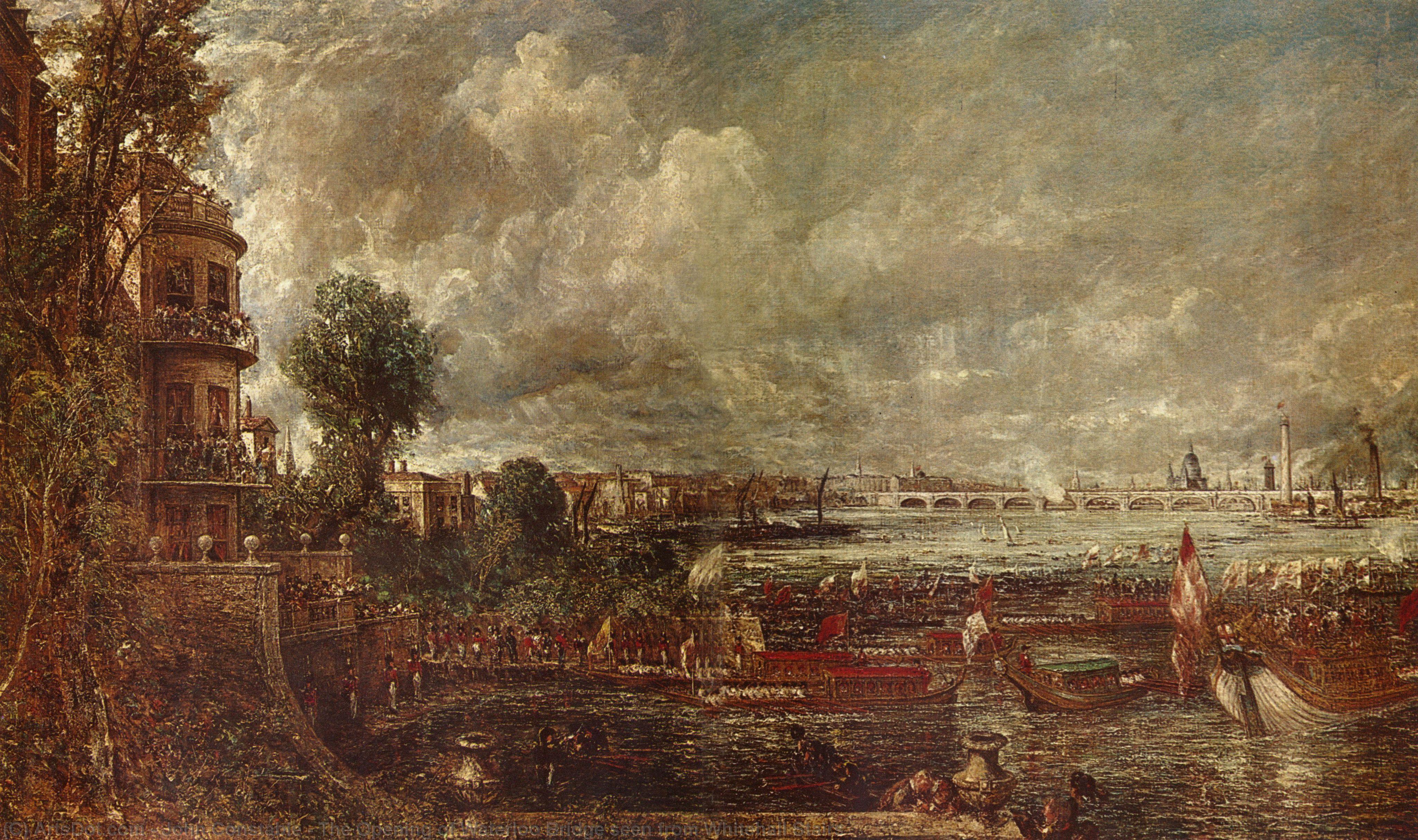 Wikioo.org - The Encyclopedia of Fine Arts - Painting, Artwork by John Constable - The Opening of Waterloo Bridge seen from Whitehall Stairs