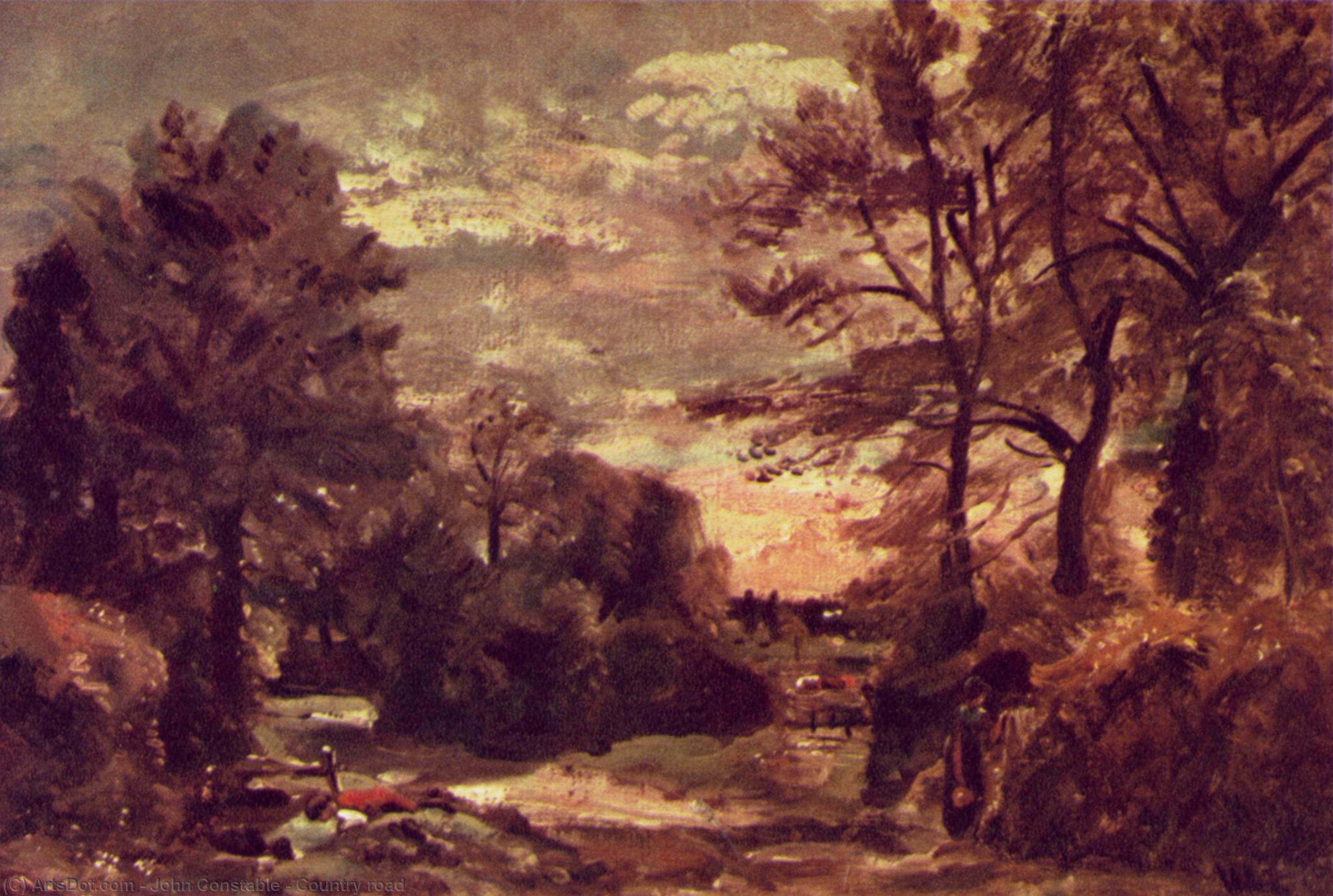 Wikoo.org - موسوعة الفنون الجميلة - اللوحة، العمل الفني John Constable - Country road