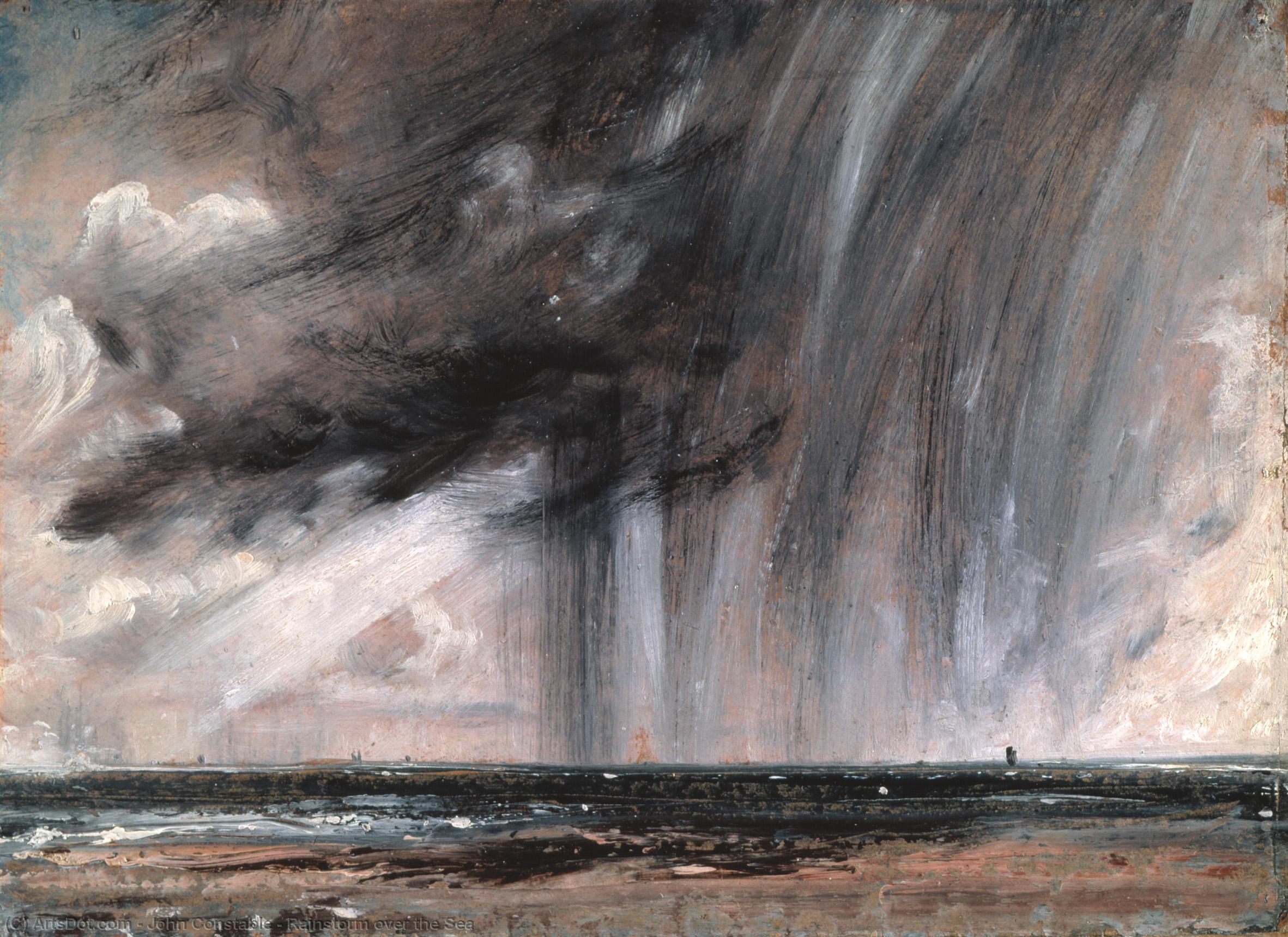 Wikoo.org - موسوعة الفنون الجميلة - اللوحة، العمل الفني John Constable - Rainstorm over the Sea