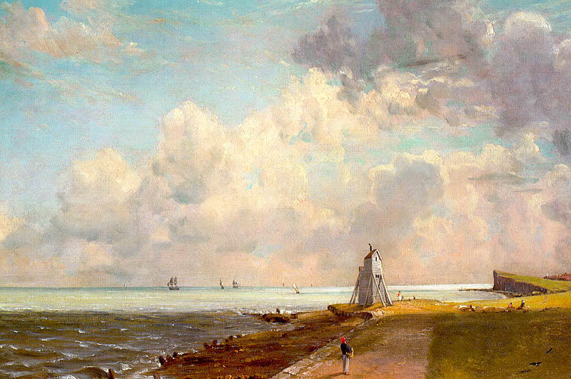 WikiOO.org – 美術百科全書 - 繪畫，作品 John Constable - 低 灯塔  和  指路明灯  山