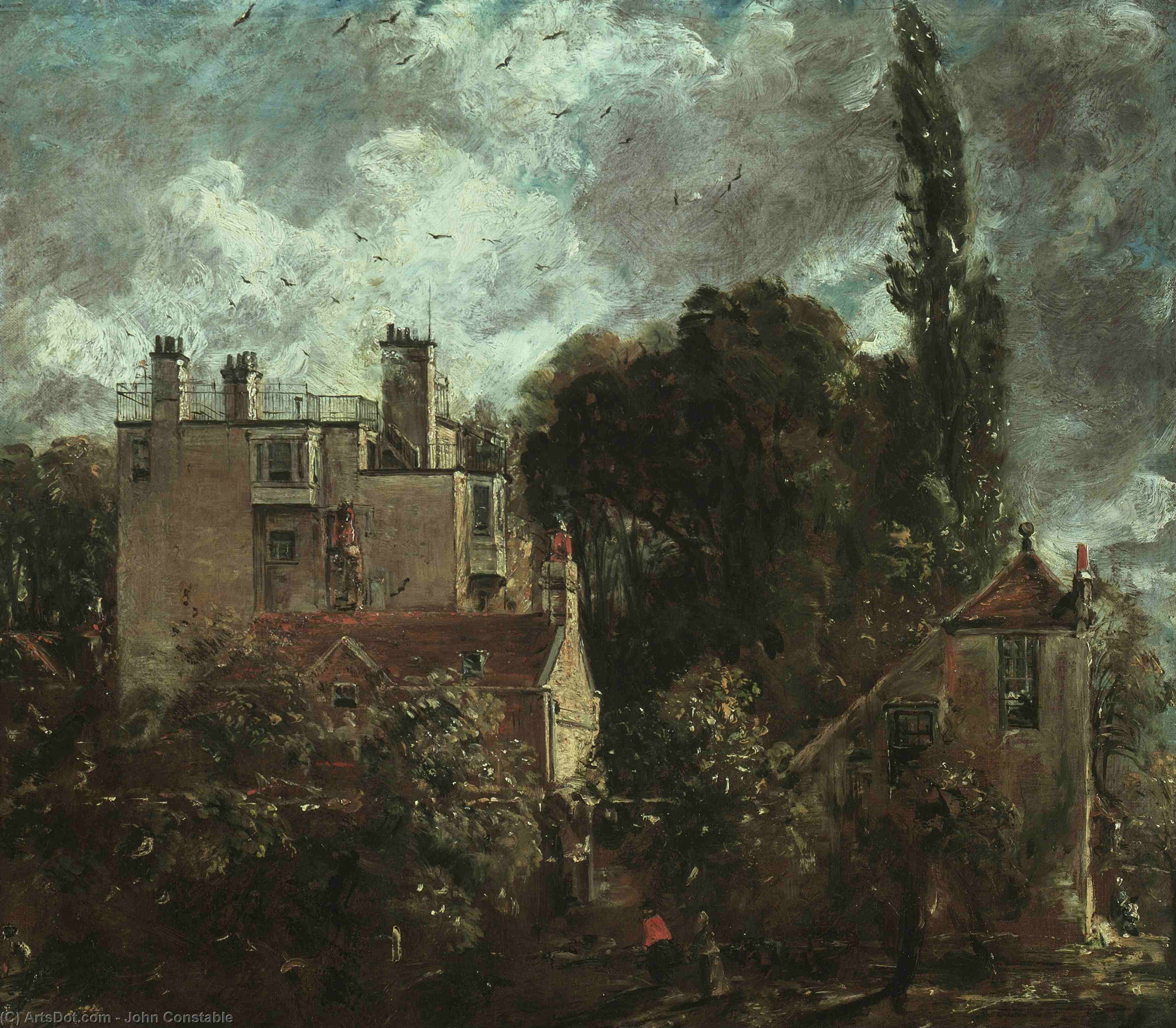 Wikoo.org - موسوعة الفنون الجميلة - اللوحة، العمل الفني John Constable - The Grove or Admiral's House