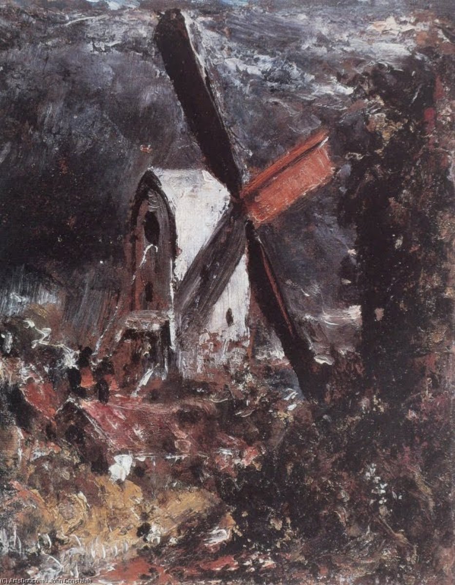WikiOO.org - אנציקלופדיה לאמנויות יפות - ציור, יצירות אמנות John Constable - A Windmill near Brighton
