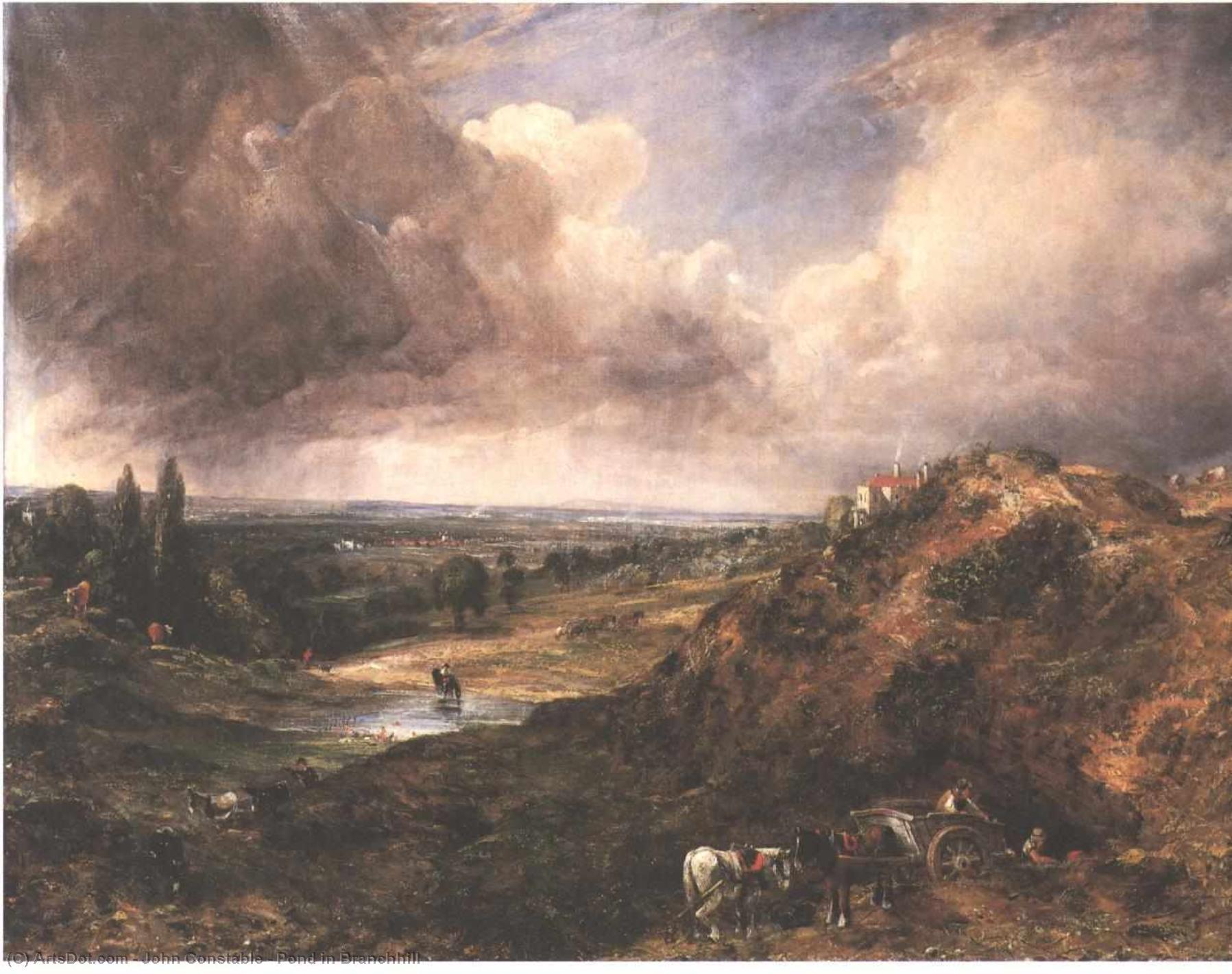 Wikioo.org - สารานุกรมวิจิตรศิลป์ - จิตรกรรม John Constable - Pond in Branchhill