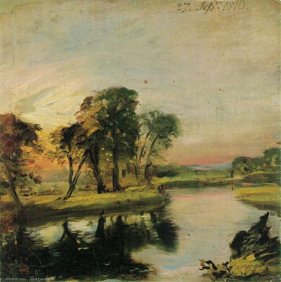 Wikoo.org - موسوعة الفنون الجميلة - اللوحة، العمل الفني John Constable - View on the Stour
