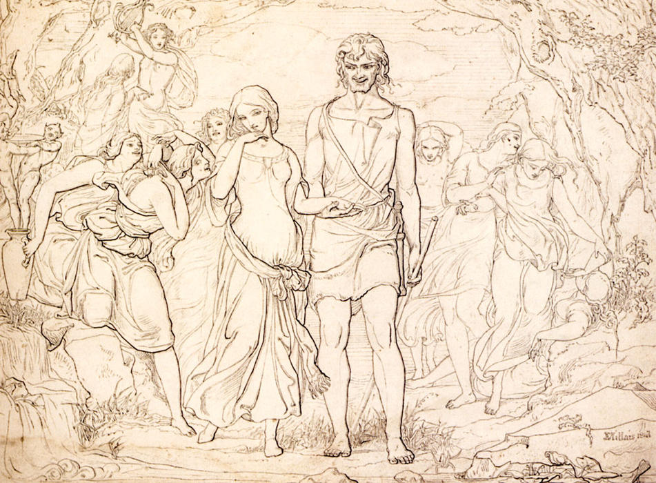 Wikioo.org - Bách khoa toàn thư về mỹ thuật - Vẽ tranh, Tác phẩm nghệ thuật John Everett Millais - Cymon And Iphigenia, Study
