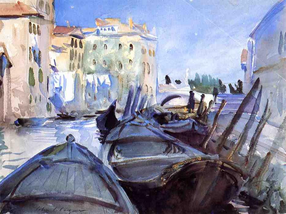 Wikioo.org - The Encyclopedia of Fine Arts - Painting, Artwork by John Singer Sargent - Venetian Canal Scene