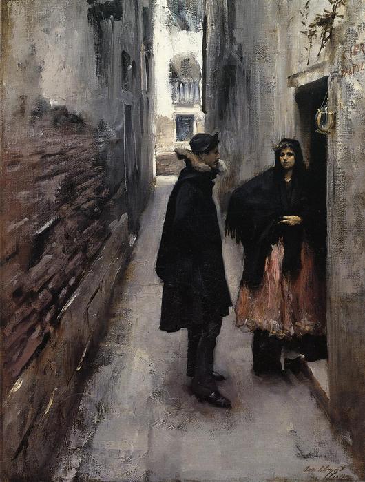 WikiOO.org - אנציקלופדיה לאמנויות יפות - ציור, יצירות אמנות John Singer Sargent - A Street in Venice
