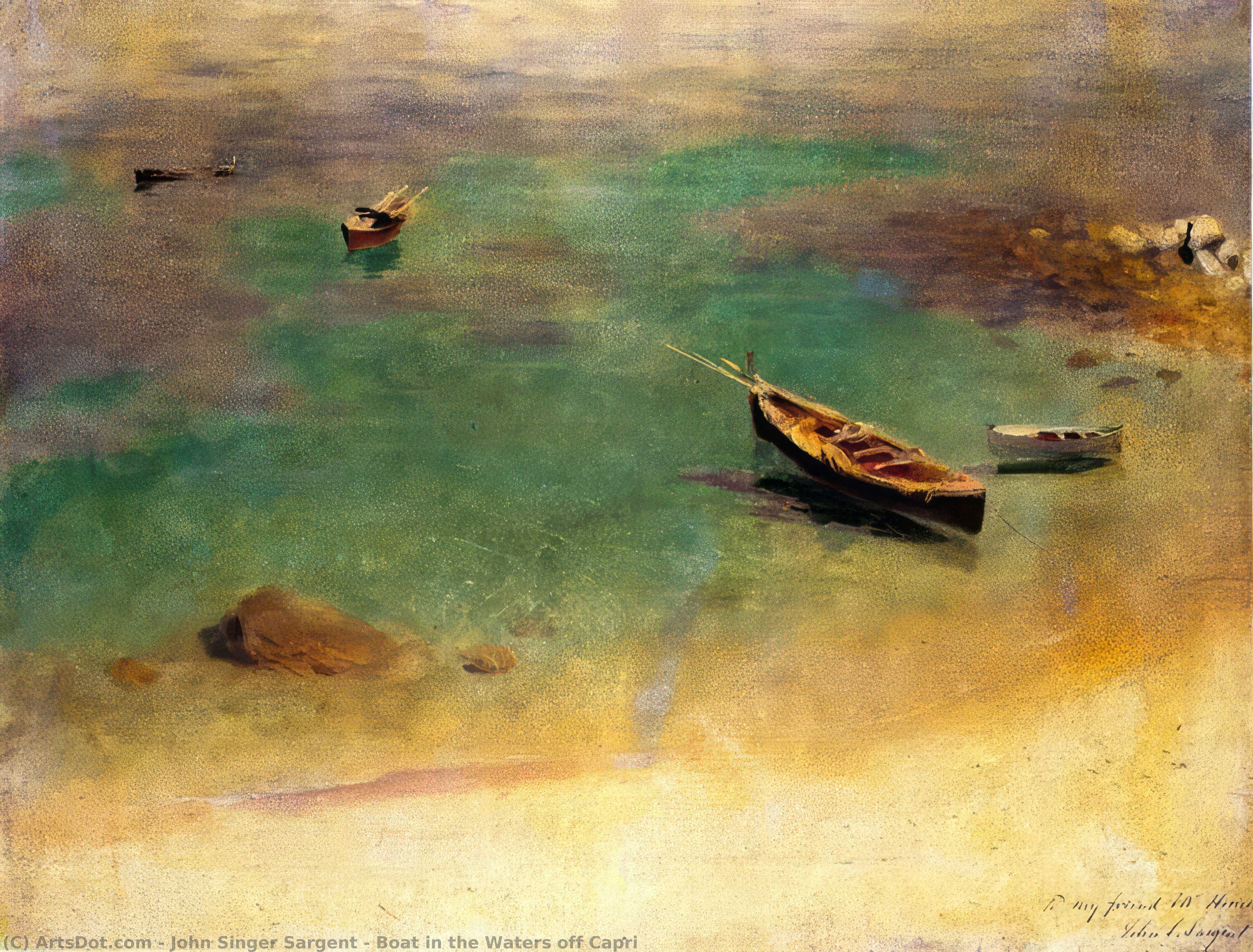 Wikioo.org - The Encyclopedia of Fine Arts - Painting, Artwork by John Singer Sargent - Boat in the Waters off Capri