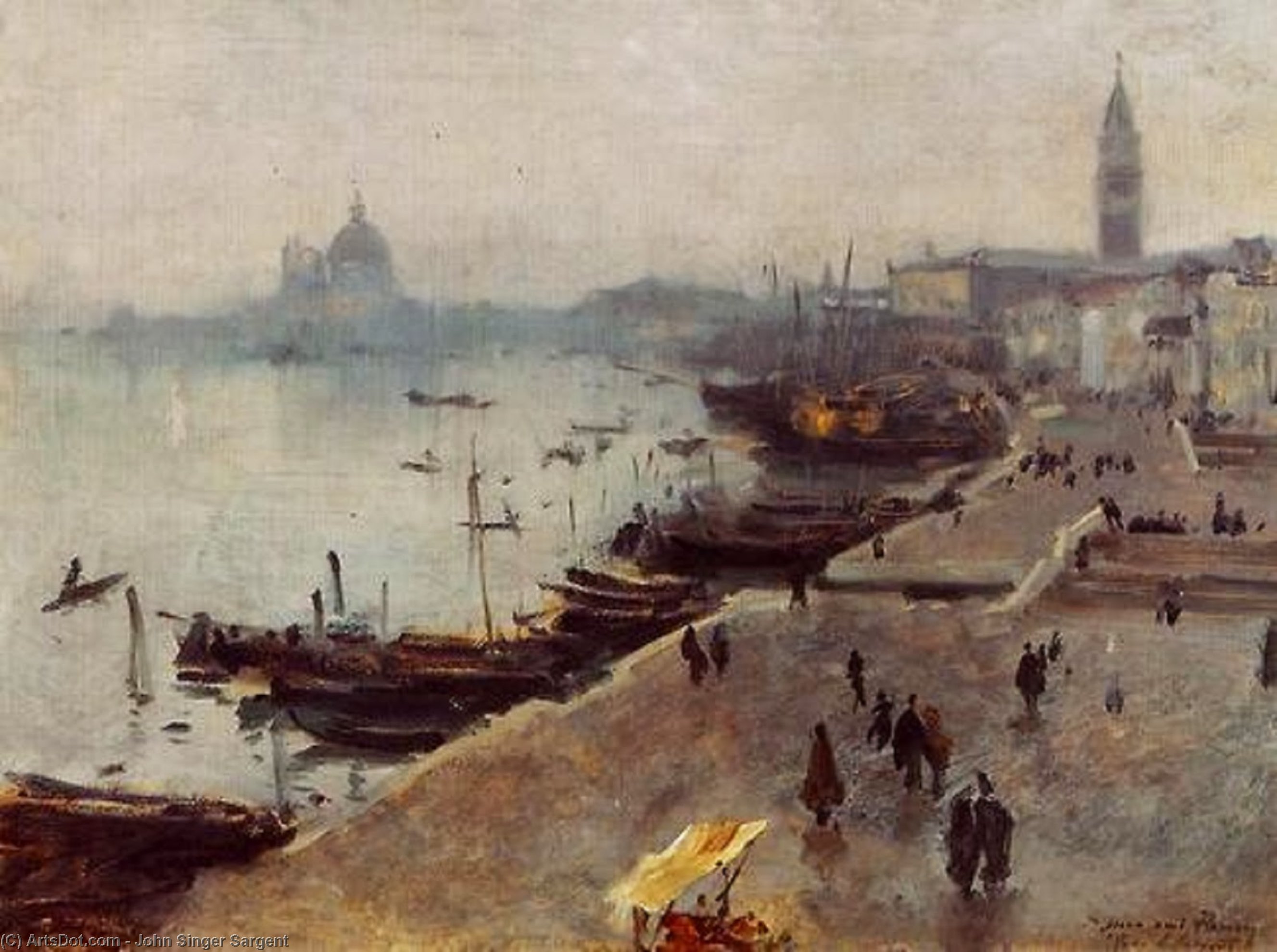 Wikioo.org – La Enciclopedia de las Bellas Artes - Pintura, Obras de arte de John Singer Sargent - Venecia en tiempo gris