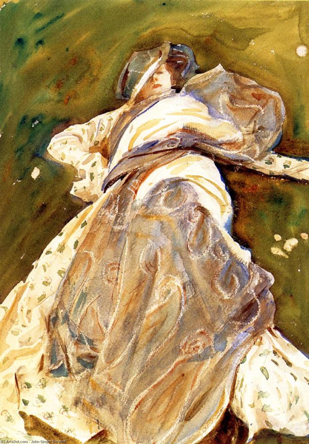 Wikioo.org - Bách khoa toàn thư về mỹ thuật - Vẽ tranh, Tác phẩm nghệ thuật John Singer Sargent - Woman Reclining