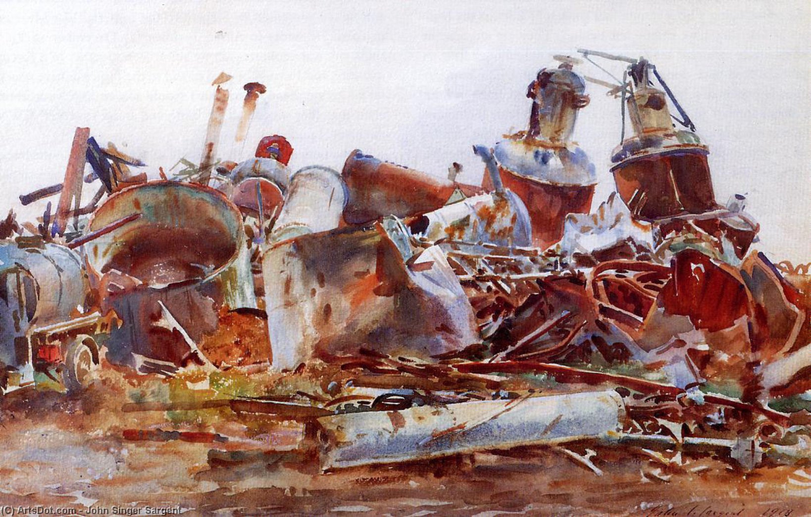 Wikioo.org - Encyklopedia Sztuk Pięknych - Malarstwo, Grafika John Singer Sargent - A Wrecked Sugar Refinery