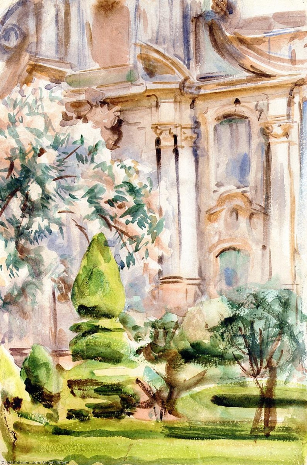 WikiOO.org - Encyclopedia of Fine Arts - Festés, Grafika John Singer Sargent - Palace and Gardens, Spain