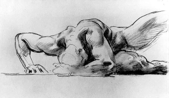 Wikioo.org - The Encyclopedia of Fine Arts - Painting, Artwork by John Singer Sargent - Study of a figure for Hell