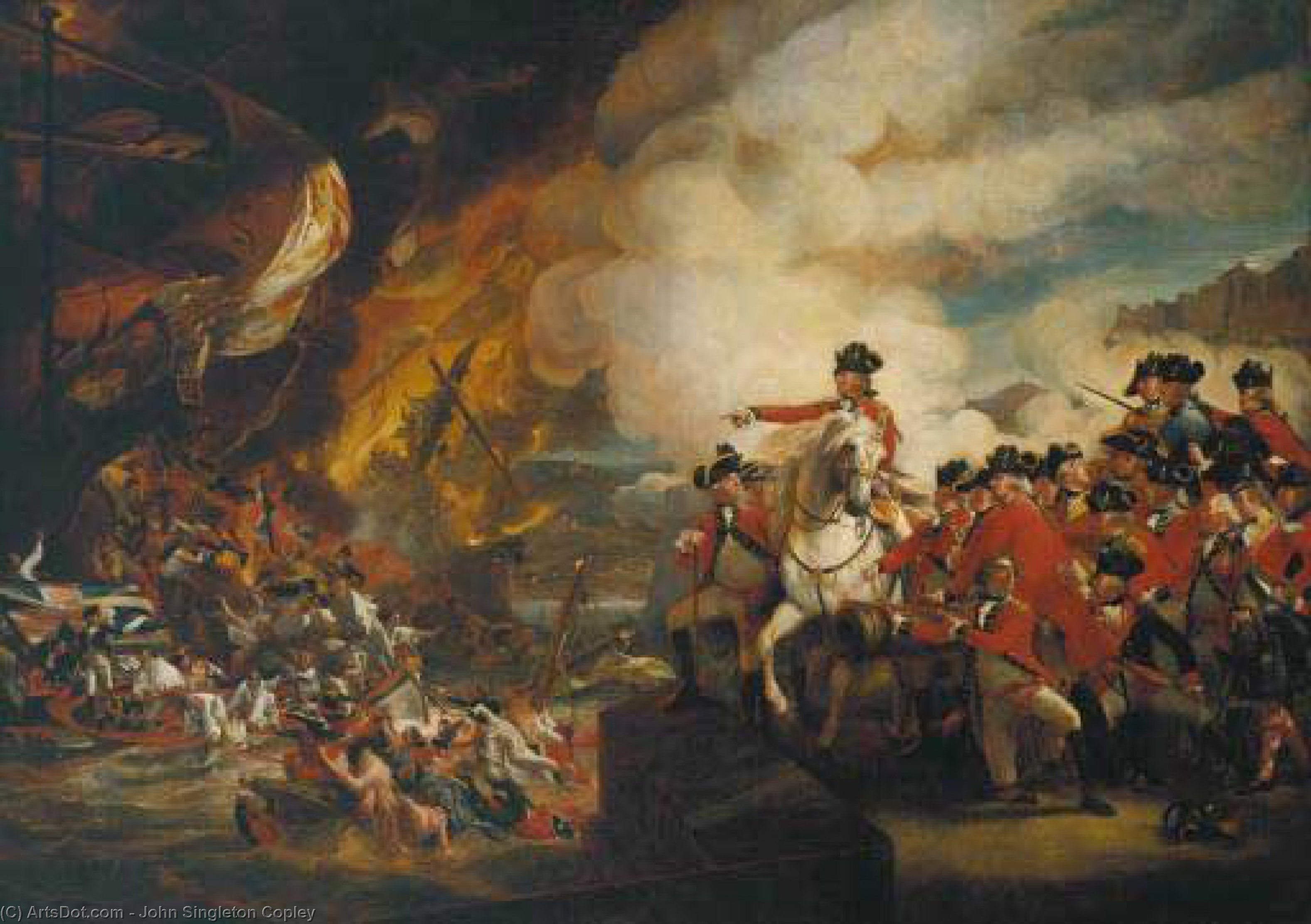 WikiOO.org - Encyclopedia of Fine Arts - Maleri, Artwork John Singleton Copley - The Siege and Relief of Gibraltar