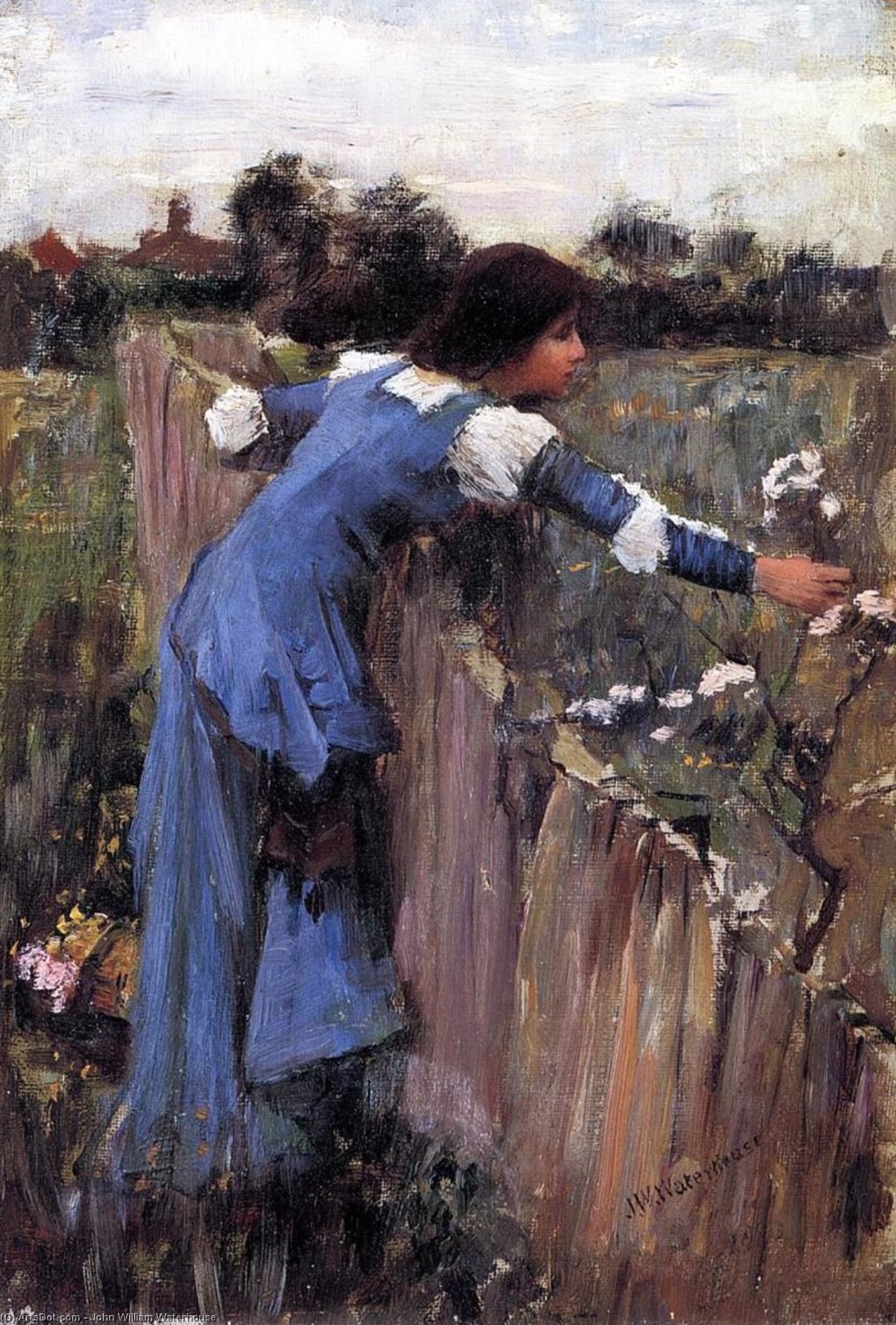 WikiOO.org - Encyclopedia of Fine Arts - Maľba, Artwork John William Waterhouse - The Flower Picker