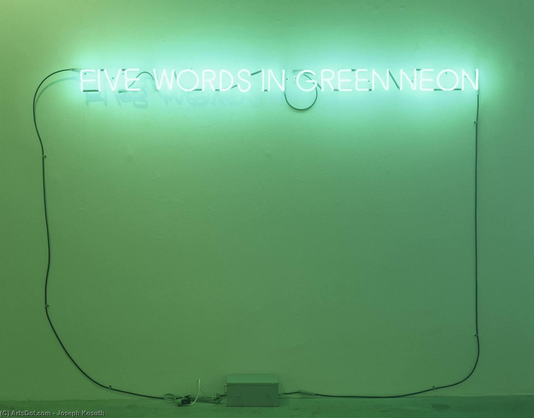 Wikioo.org - Die Enzyklopädie bildender Kunst - Malerei, Kunstwerk von Joseph Kosuth - fünf worte  an  grünen  neon-