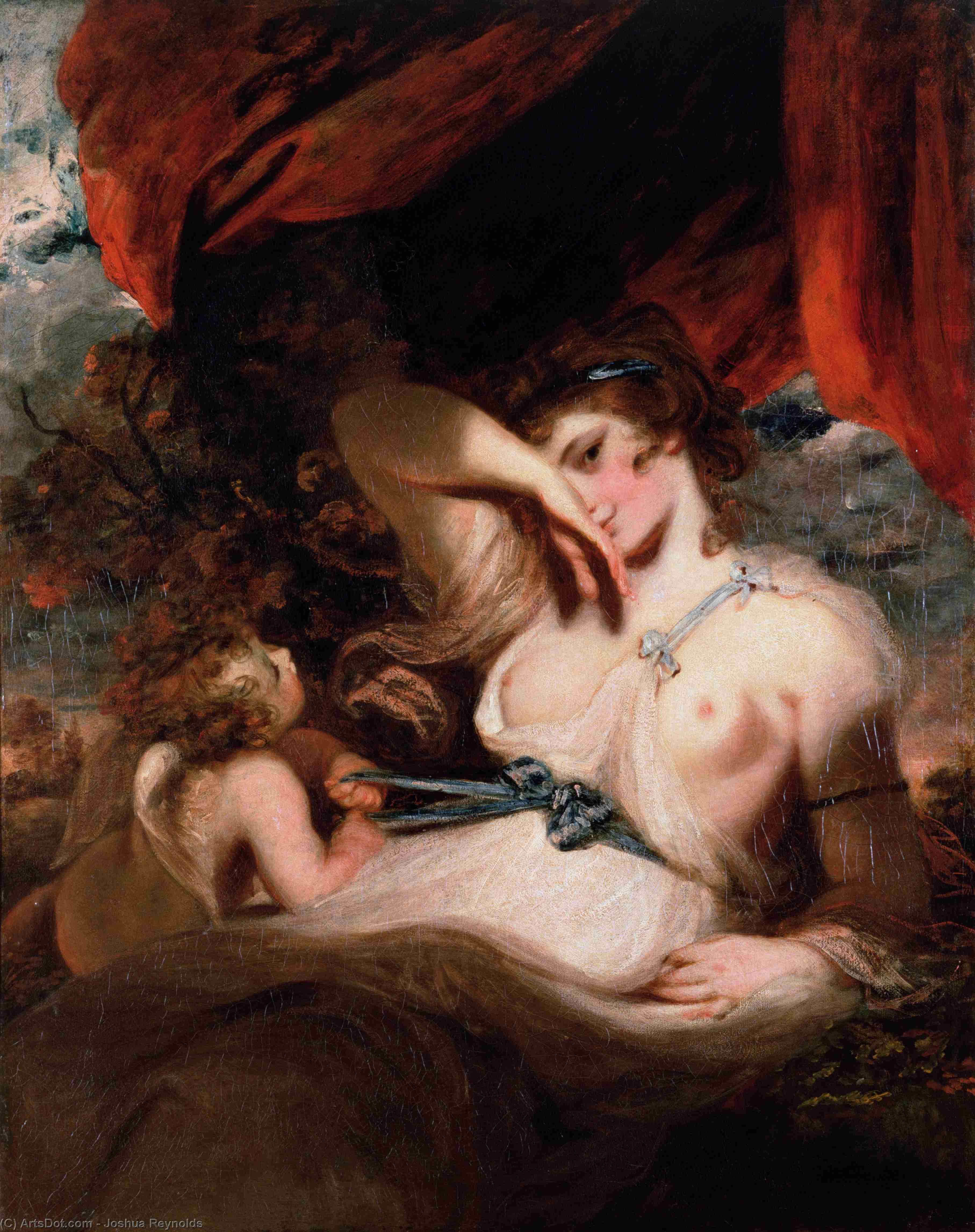 Wikoo.org - موسوعة الفنون الجميلة - اللوحة، العمل الفني Joshua Reynolds - Cupid Unfastening the Girdle of Venus
